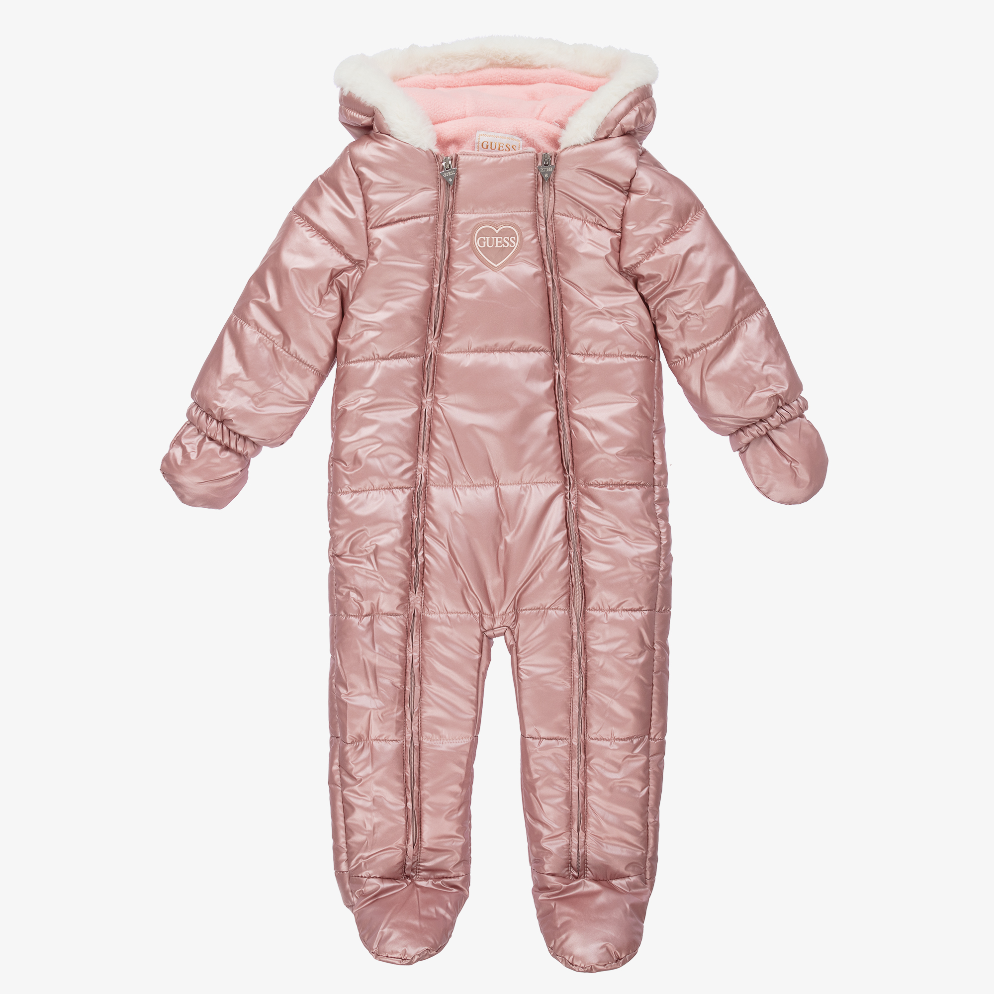 Guess - Pink Puffer Baby Snowsuit | Childrensalon