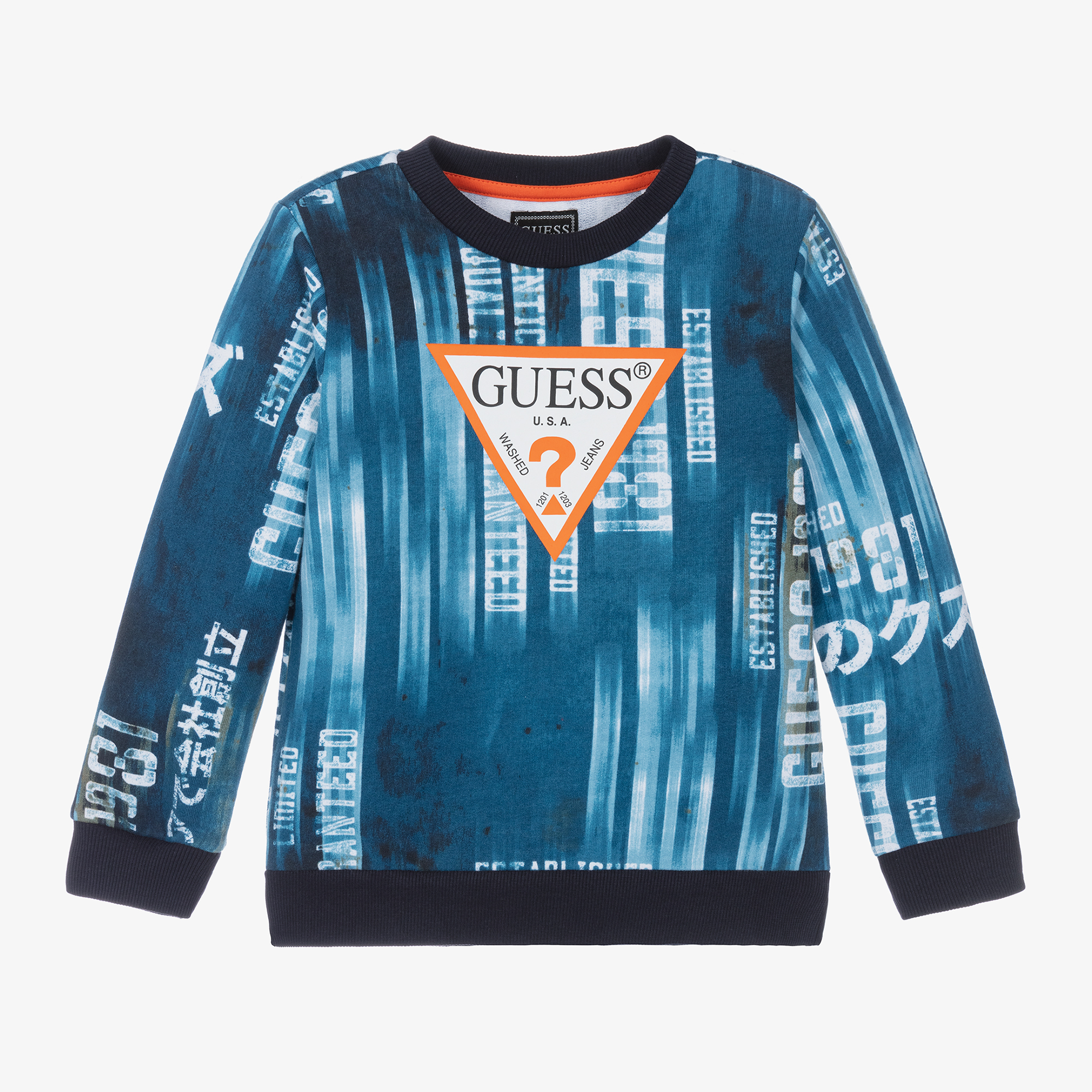 Jersey azul Guess  Sweatshirts, Sweaters, Jersey