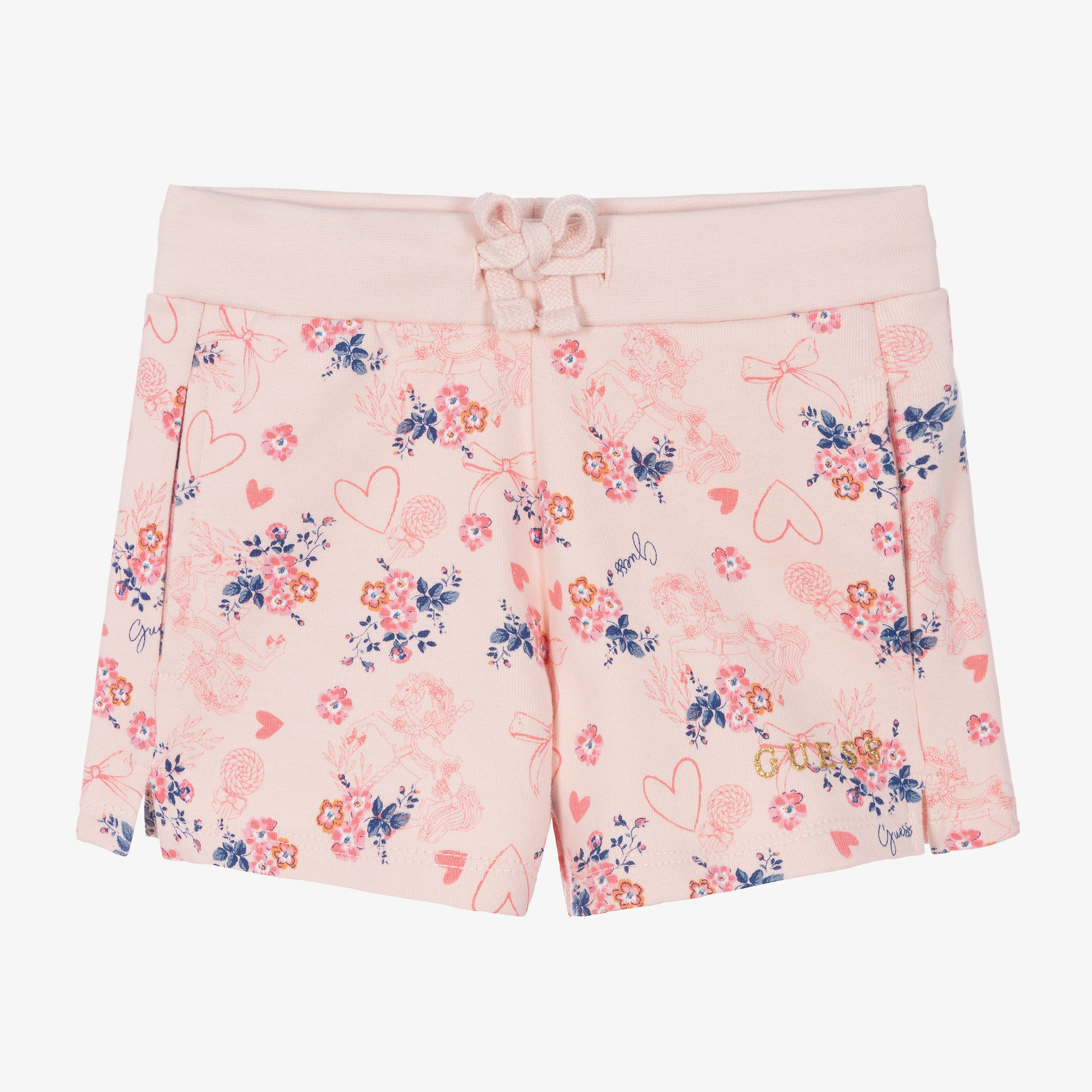 Guess Girls Pink Cotton Floral Shorts Childrensalon