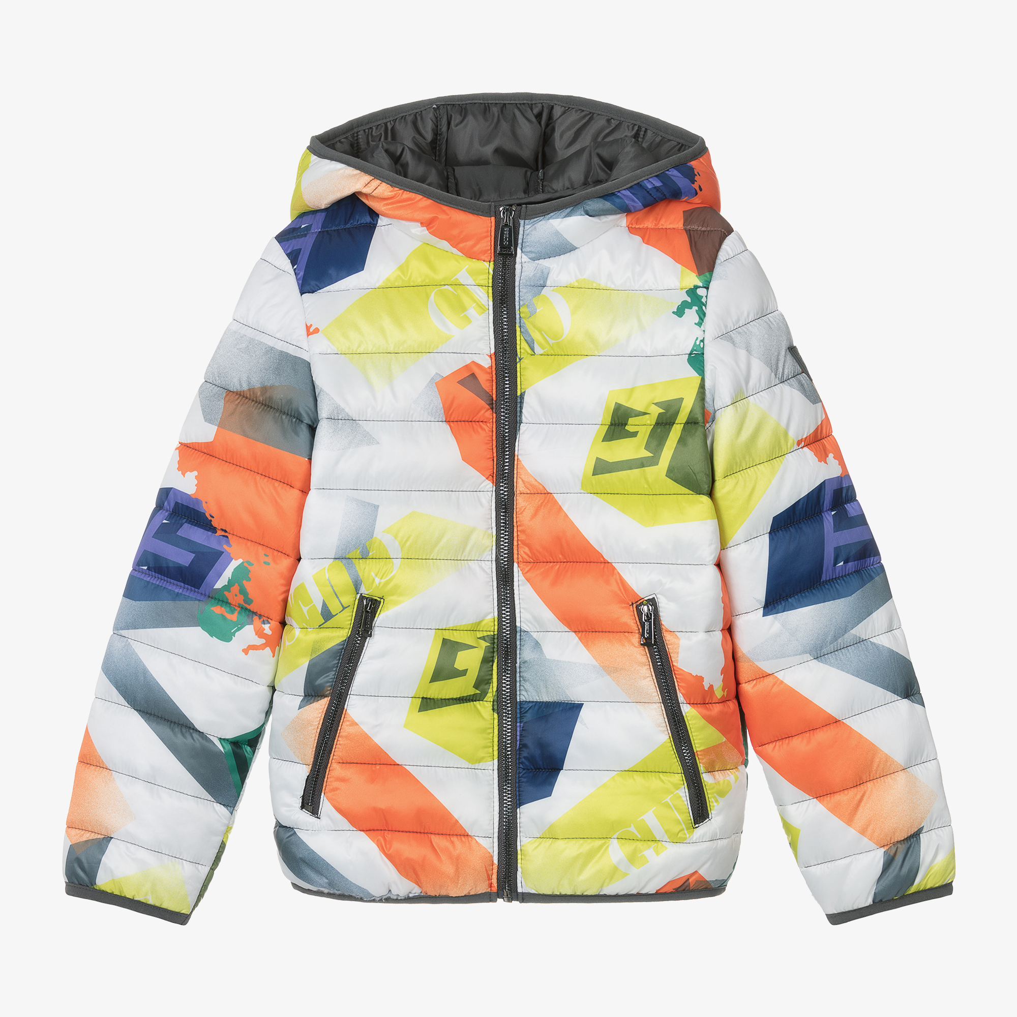 Green and outlet orange puffer jacket