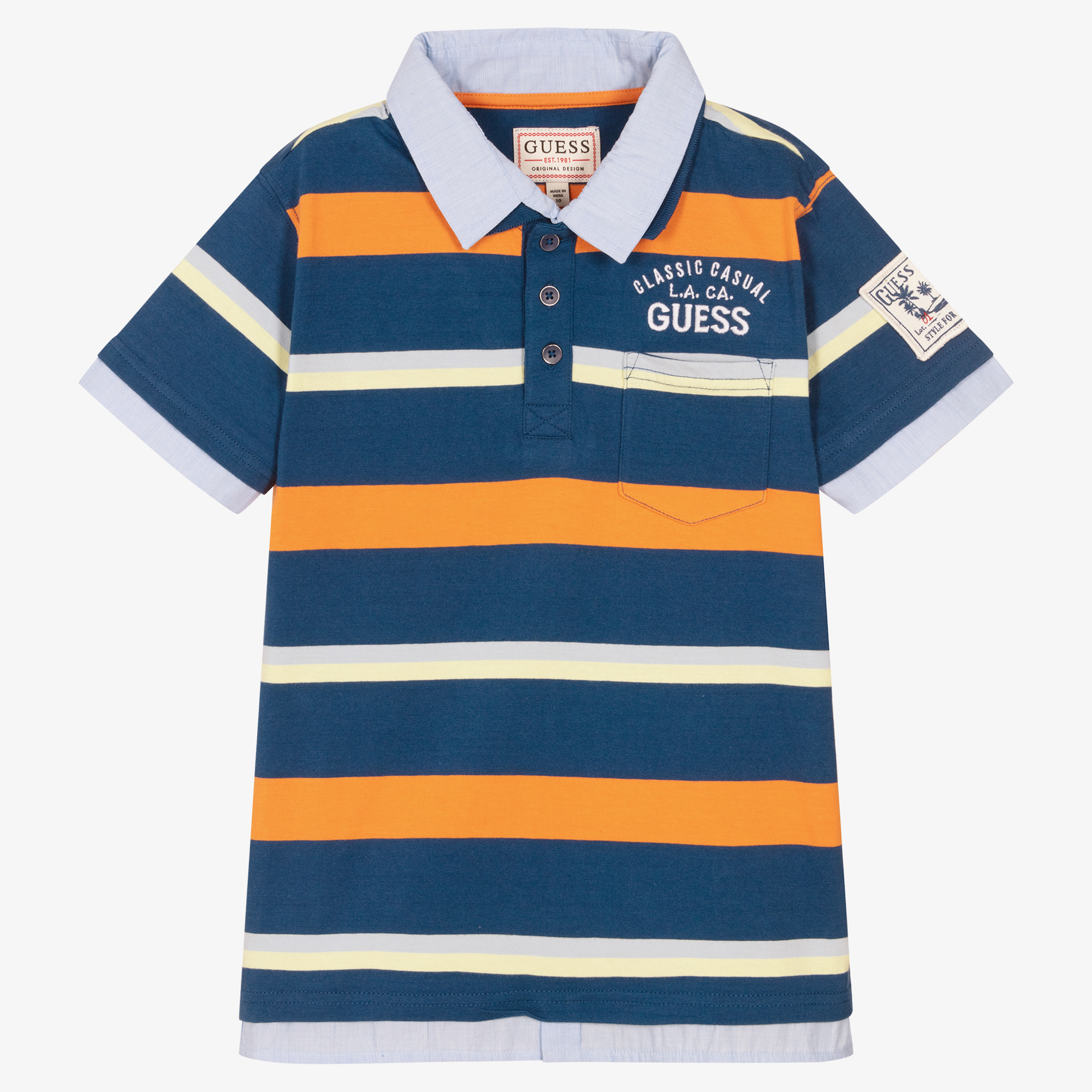 Guess - Boys Blue Cotton Polo Shirt | Childrensalon