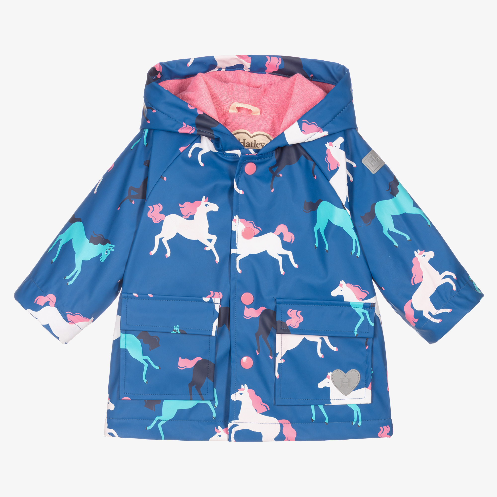 Playshoes - Girls Blue & Pink Owl Raincoat | Childrensalon