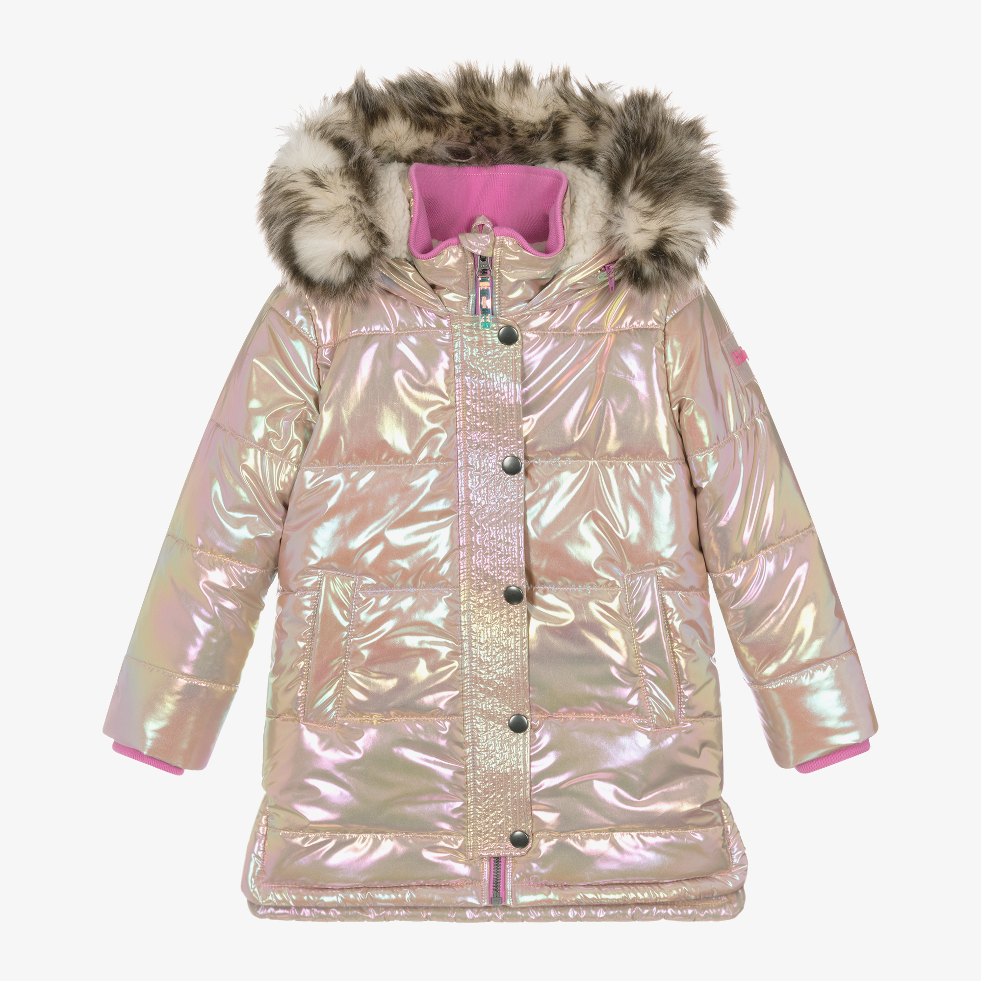 Pink shiny puffer jacket deals