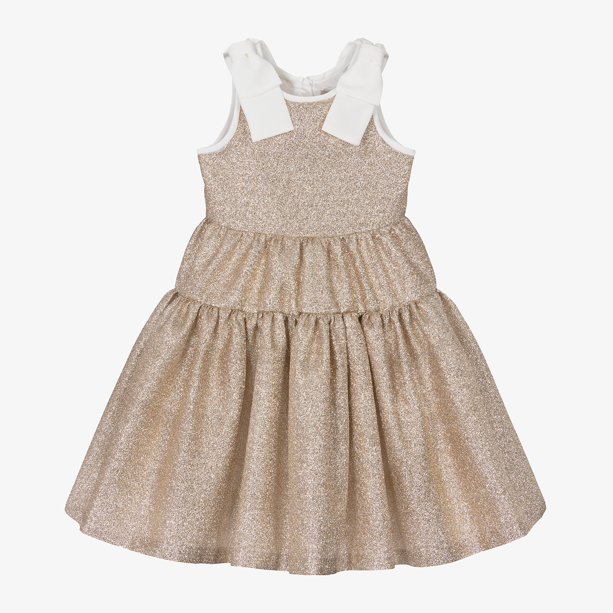 Hucklebones London Girls Gold Glittery Bow Dress