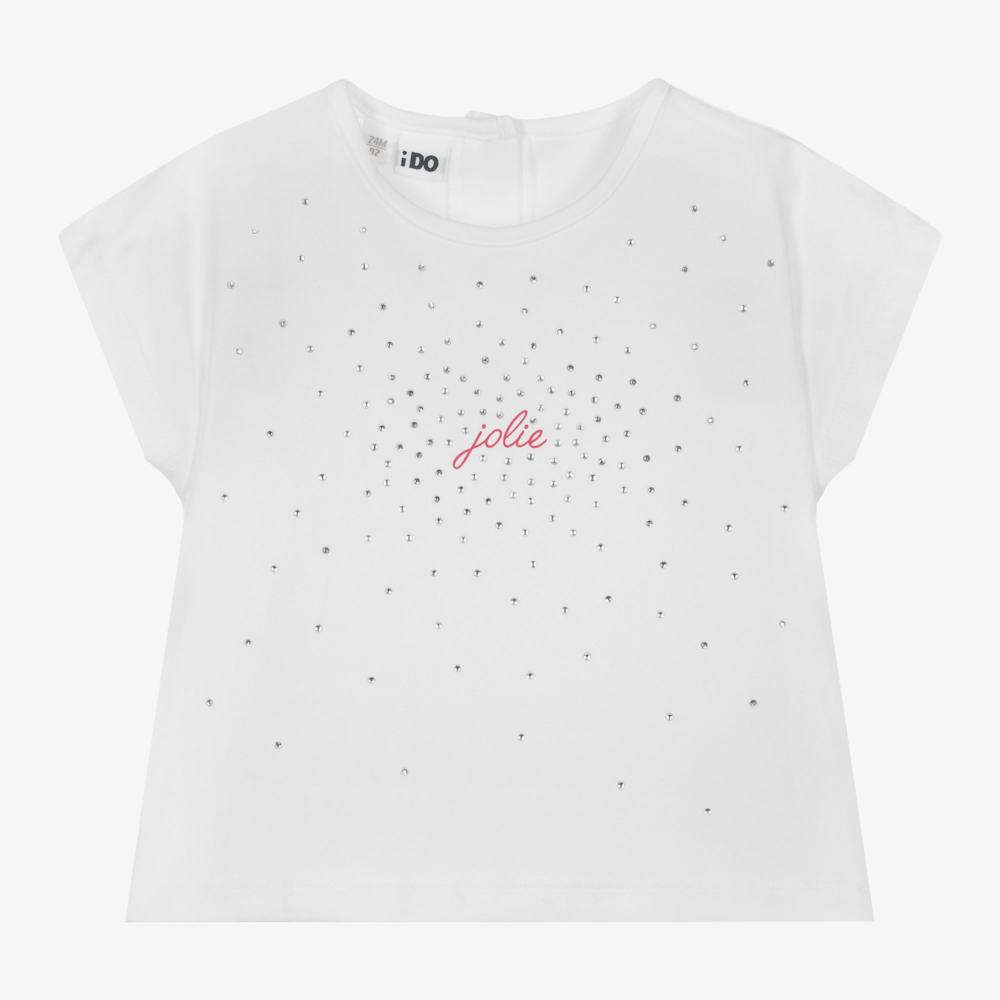 | T-Shirt Girls - White Cotton iDO Baby Childrensalon Diamanté