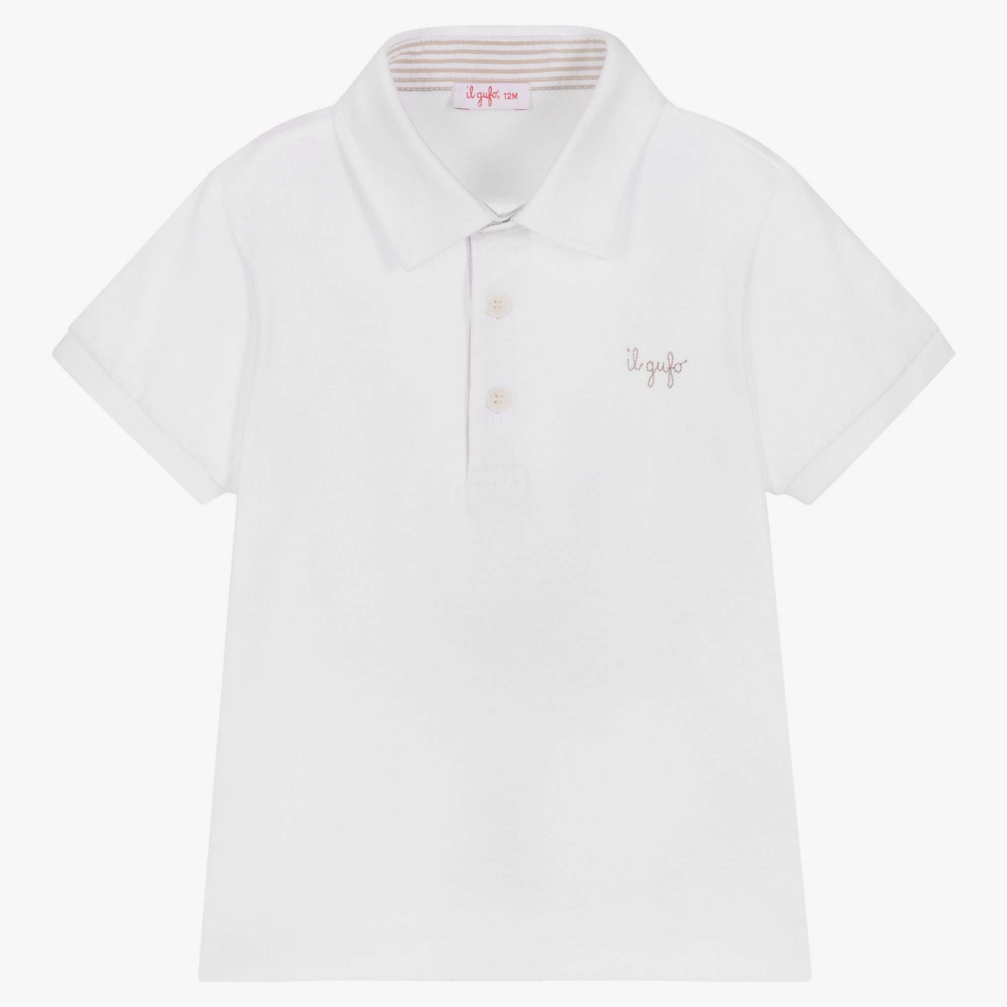 Il Gufo - White Cotton Polo Shirt | Childrensalon