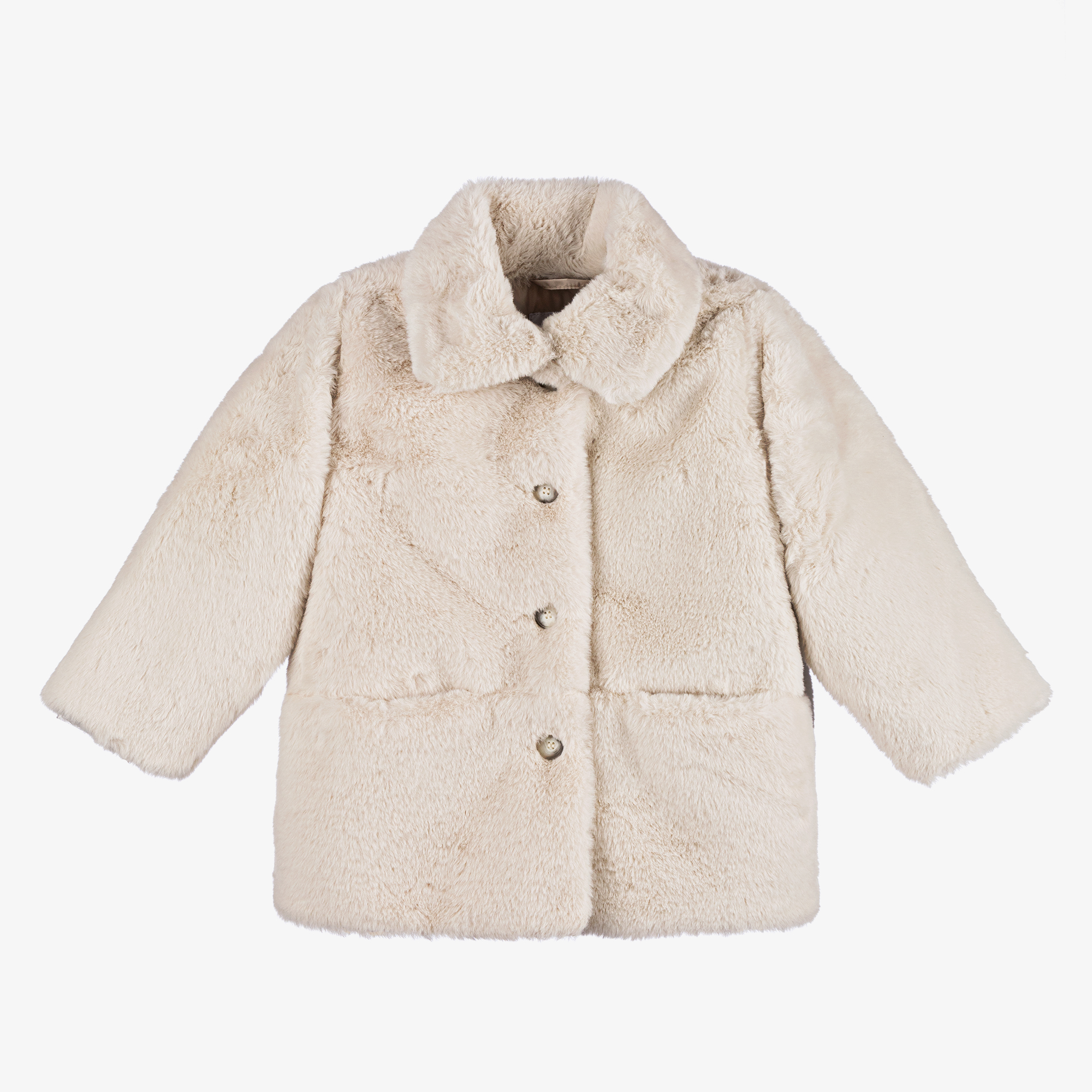 Il Gufo Girls Ivory Faux Fur Coat