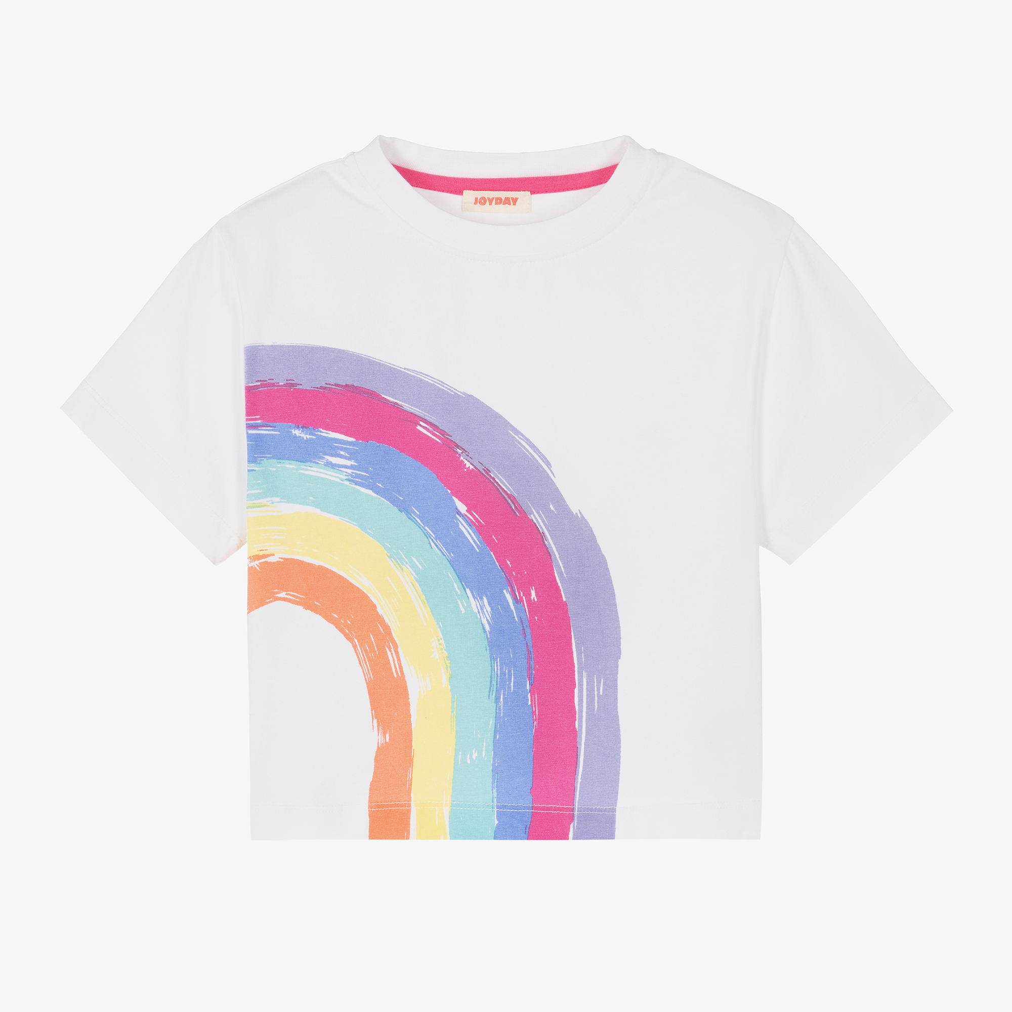 Junglearth White Colorful Rainbow Day Cotton T-shirt