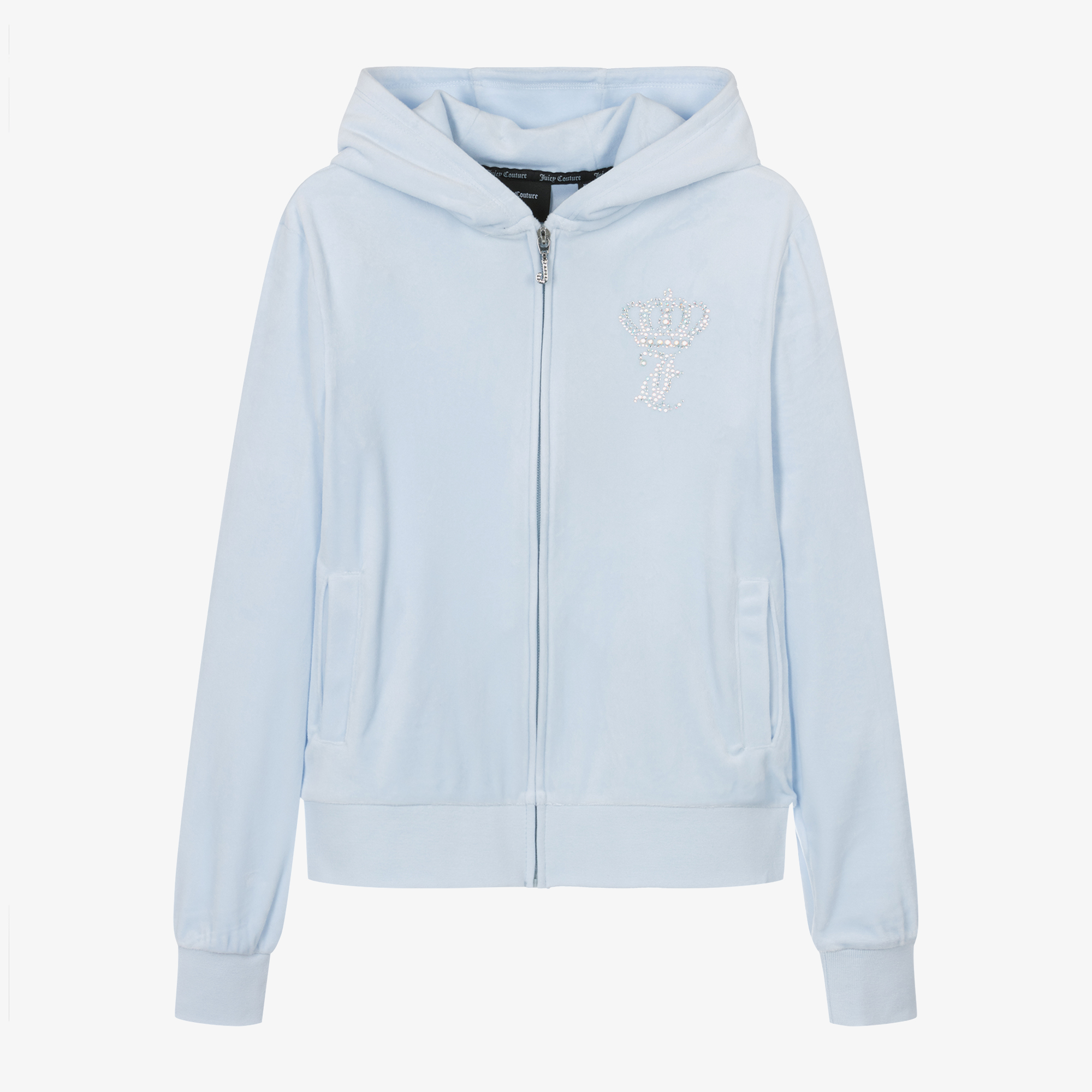 Juicy Couture Teen Girls Blue Velour Zip-up Top