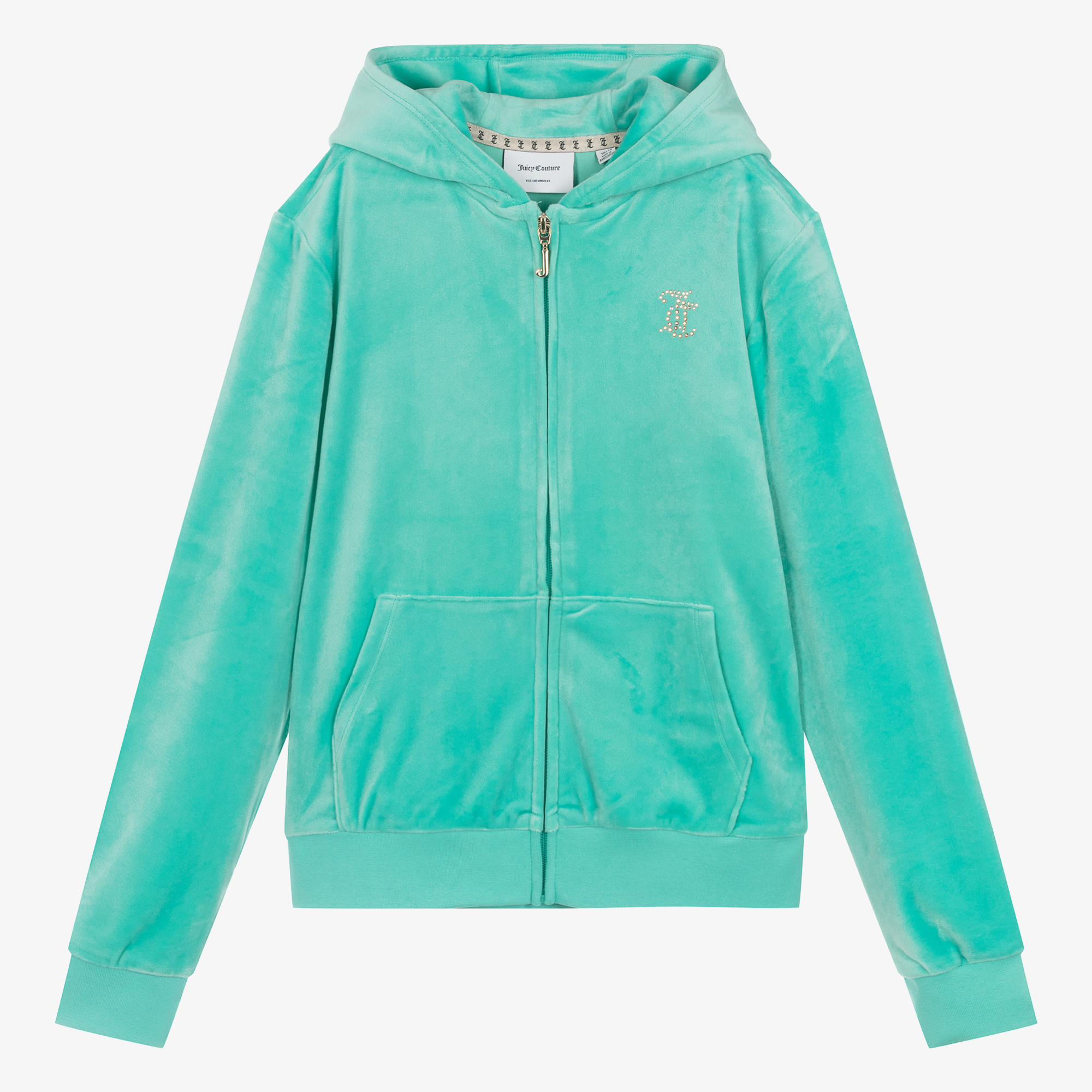 Juicy Couture Teen Girls Green Velour Zip-Up Top