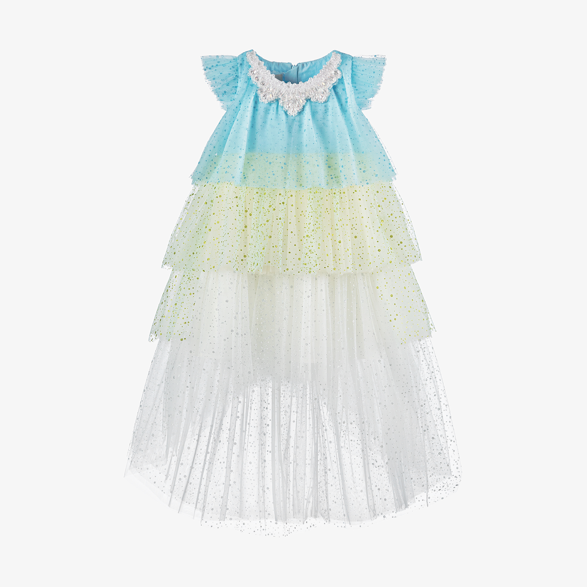 Junona - Girls Green Floral Crêpe Dress | Childrensalon