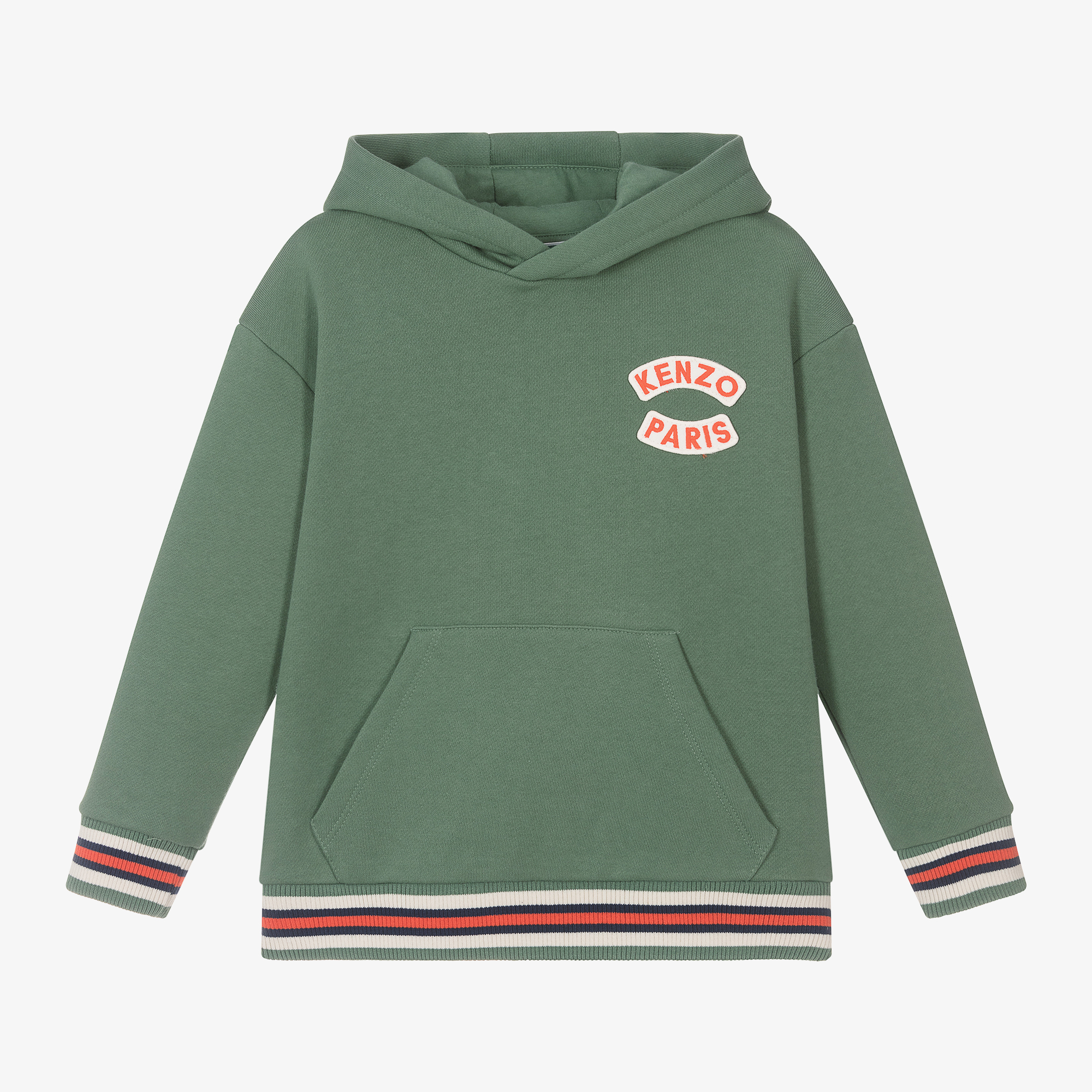 KENZO KIDS Boys Green Cotton Travel Patches Hoodie