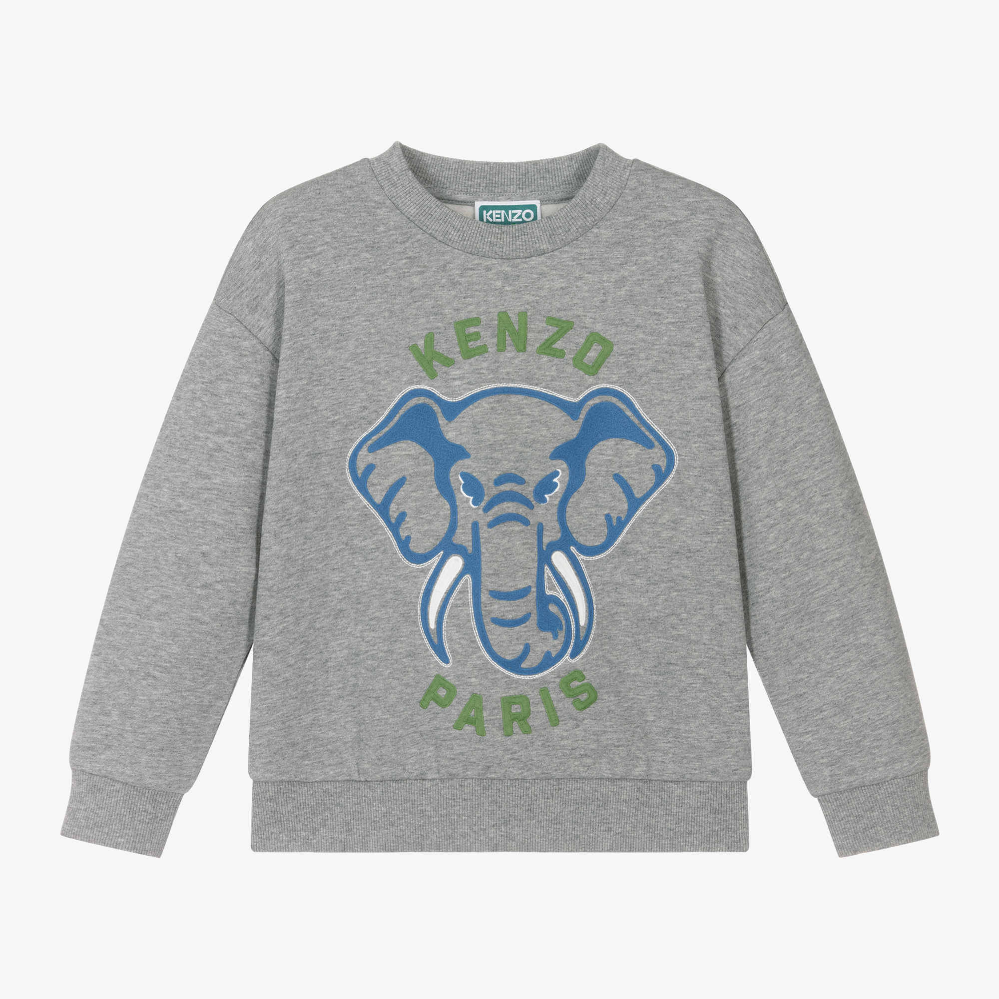 KENZO KIDS Boys Grey Cotton Elephant Sweatshirt Childrensalon