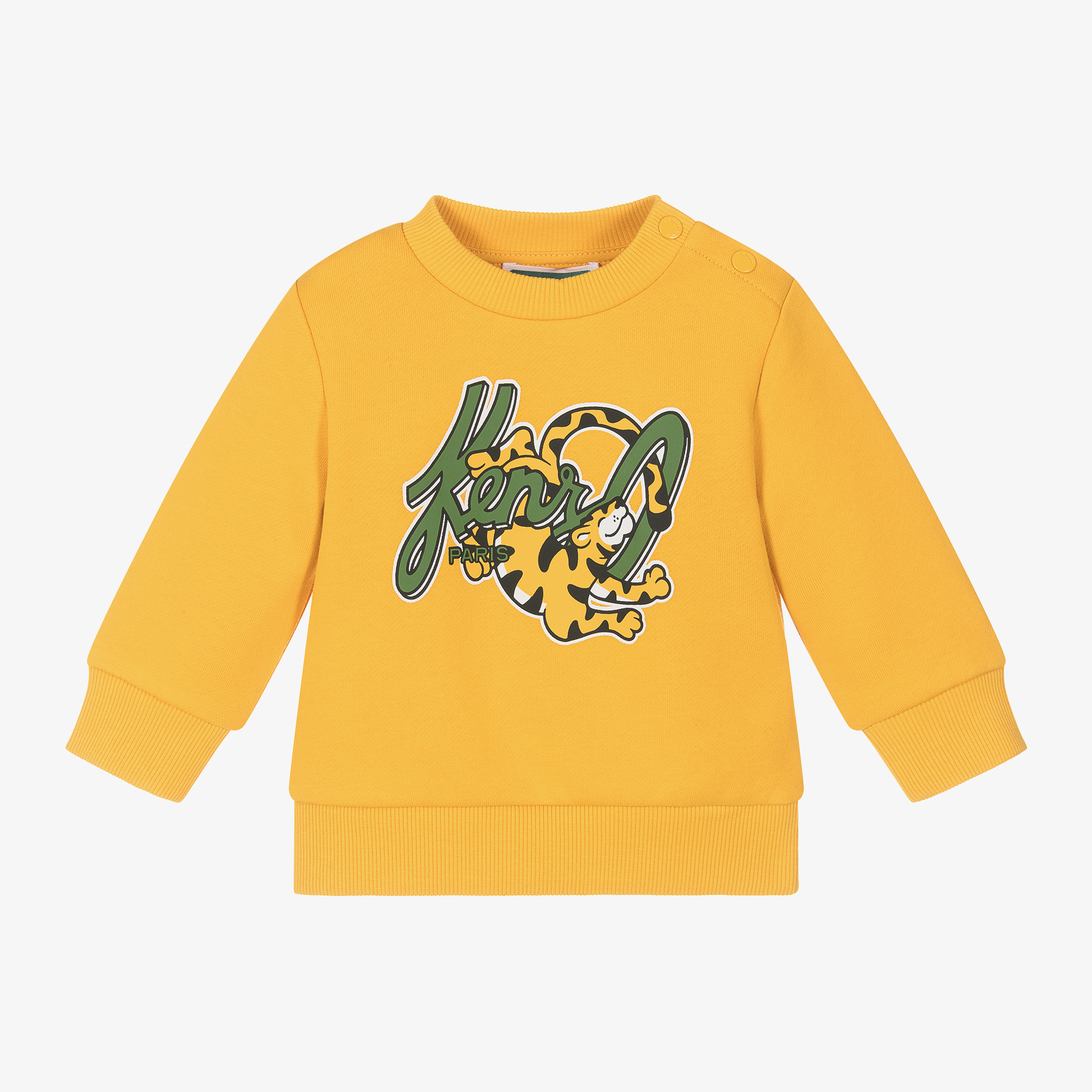 KENZO KIDS Boys Yellow Cotton Tiger Sweatshirt Childrensalon