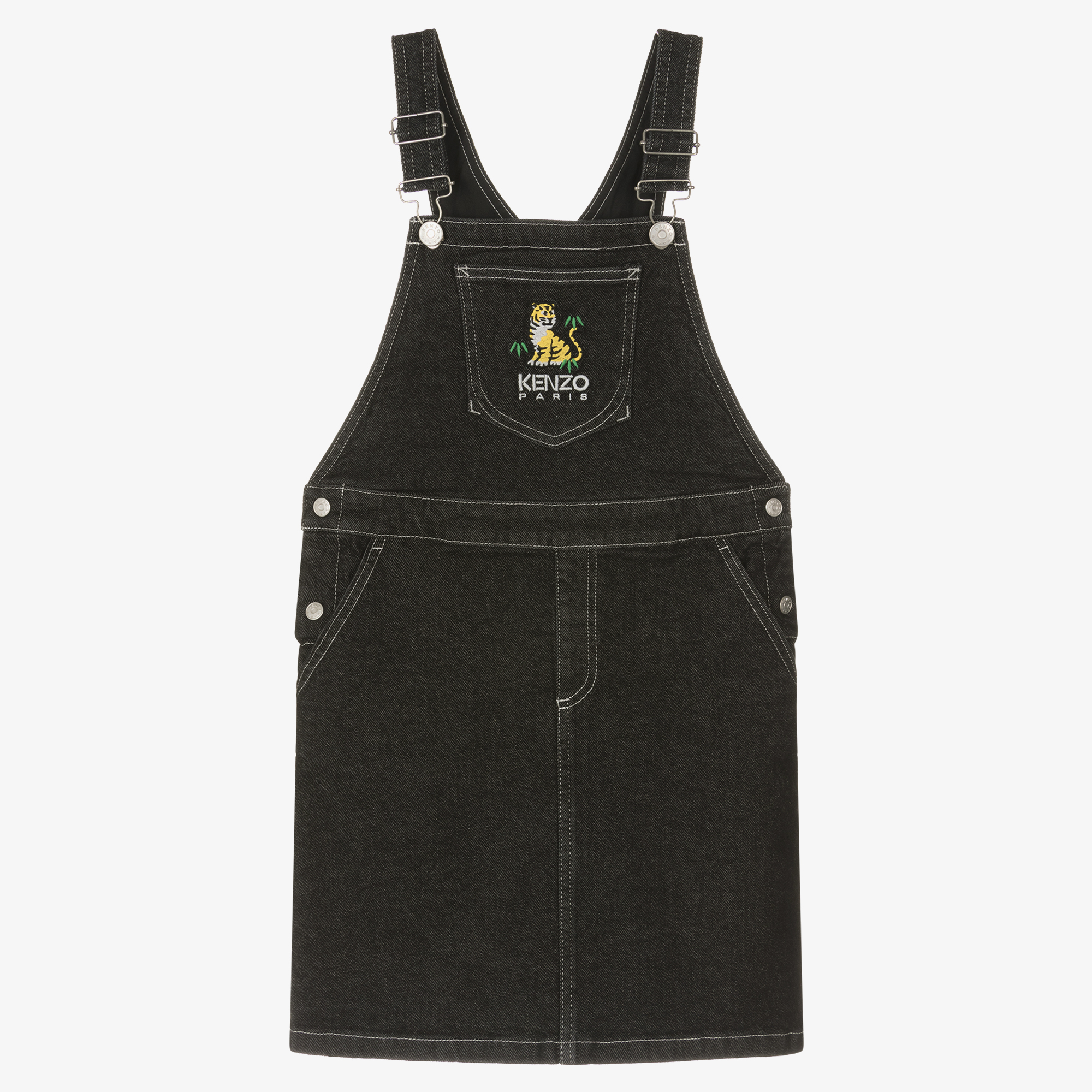 Girls black 2025 dungaree dress