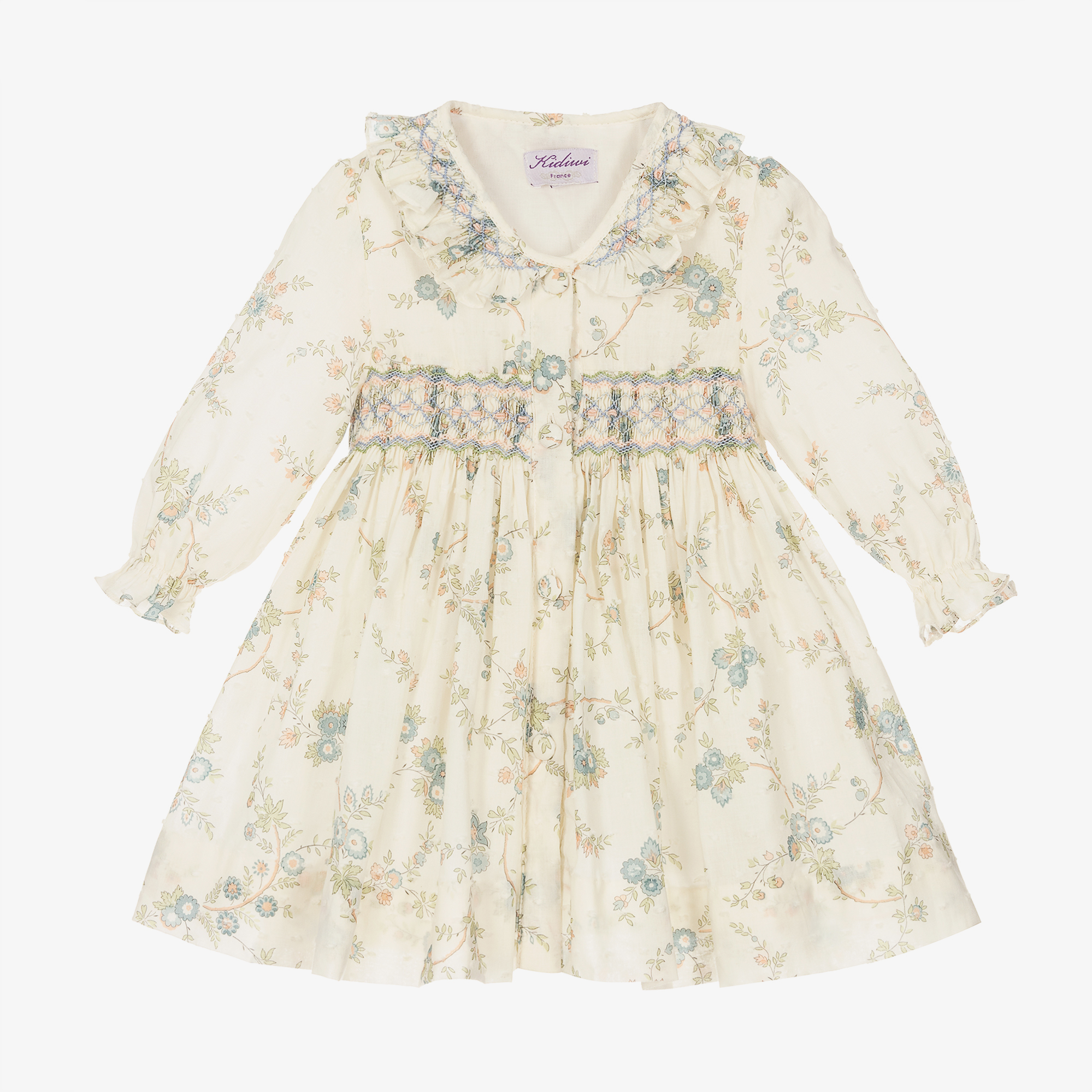 Kidiwi - Blue Floral Smocked Dress | Childrensalon