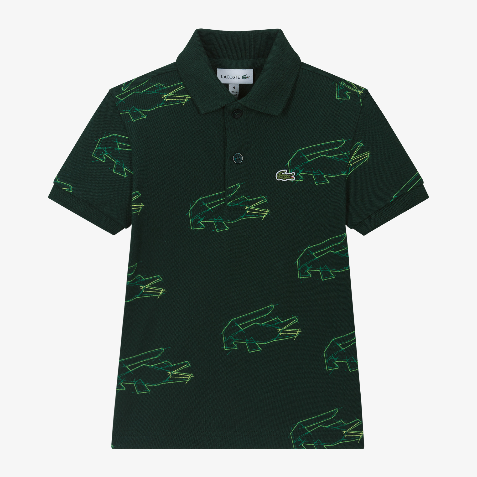 Lacoste Boys Green Cotton Pique Polo Shirt Childrensalon