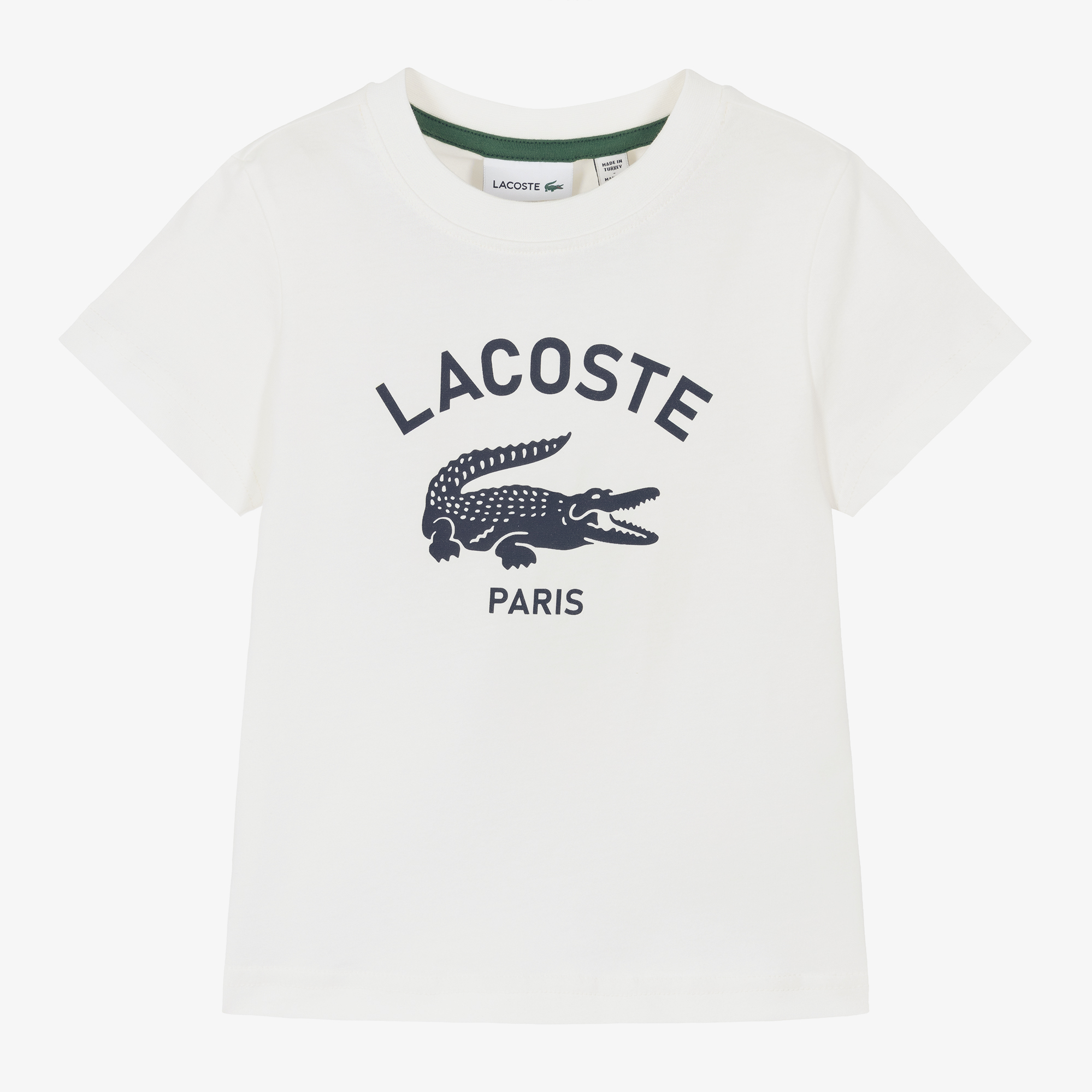 Boys white lacoste t shirt best sale