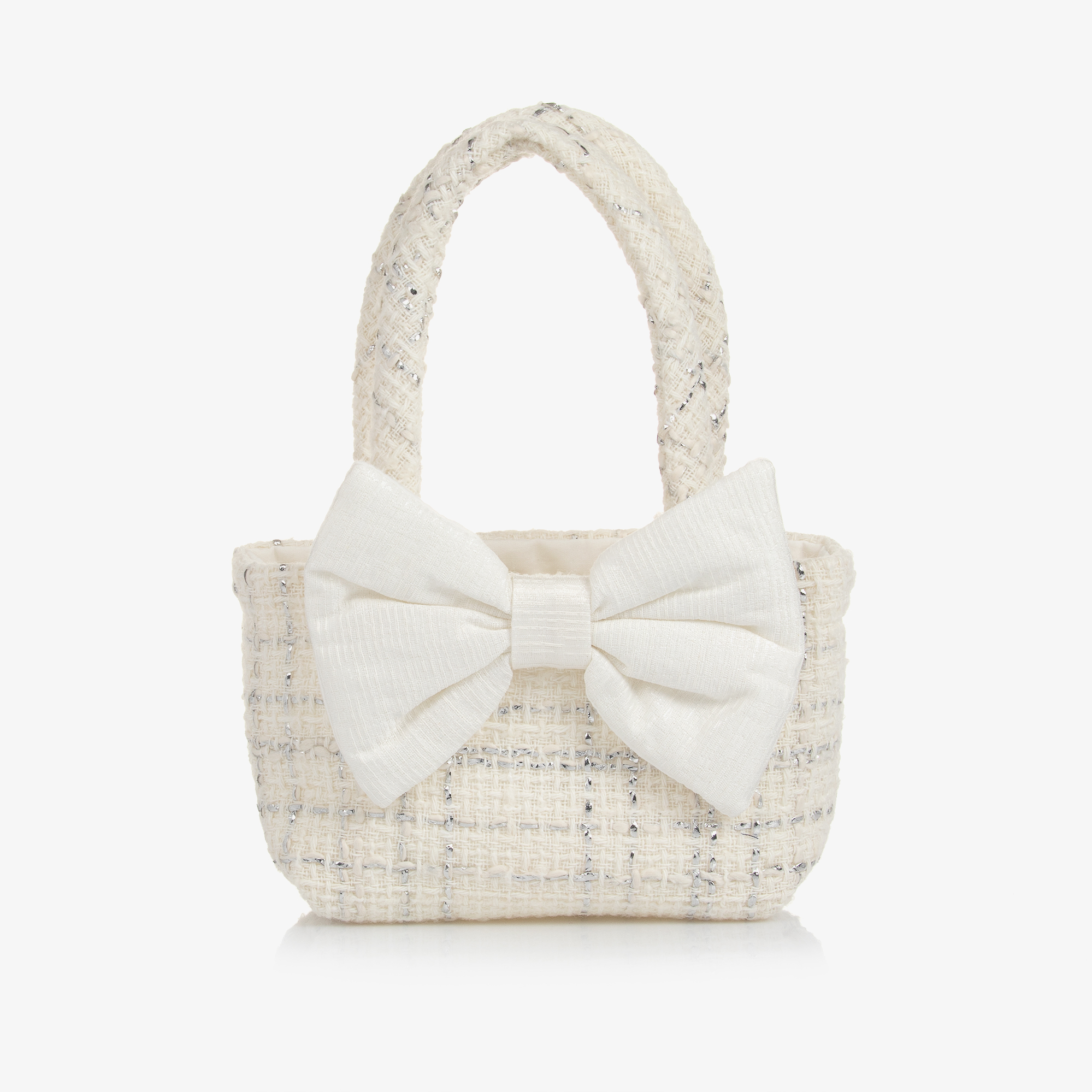 Lapin House - Girls Ivory & Silver Tweed Handbag (17cm ...