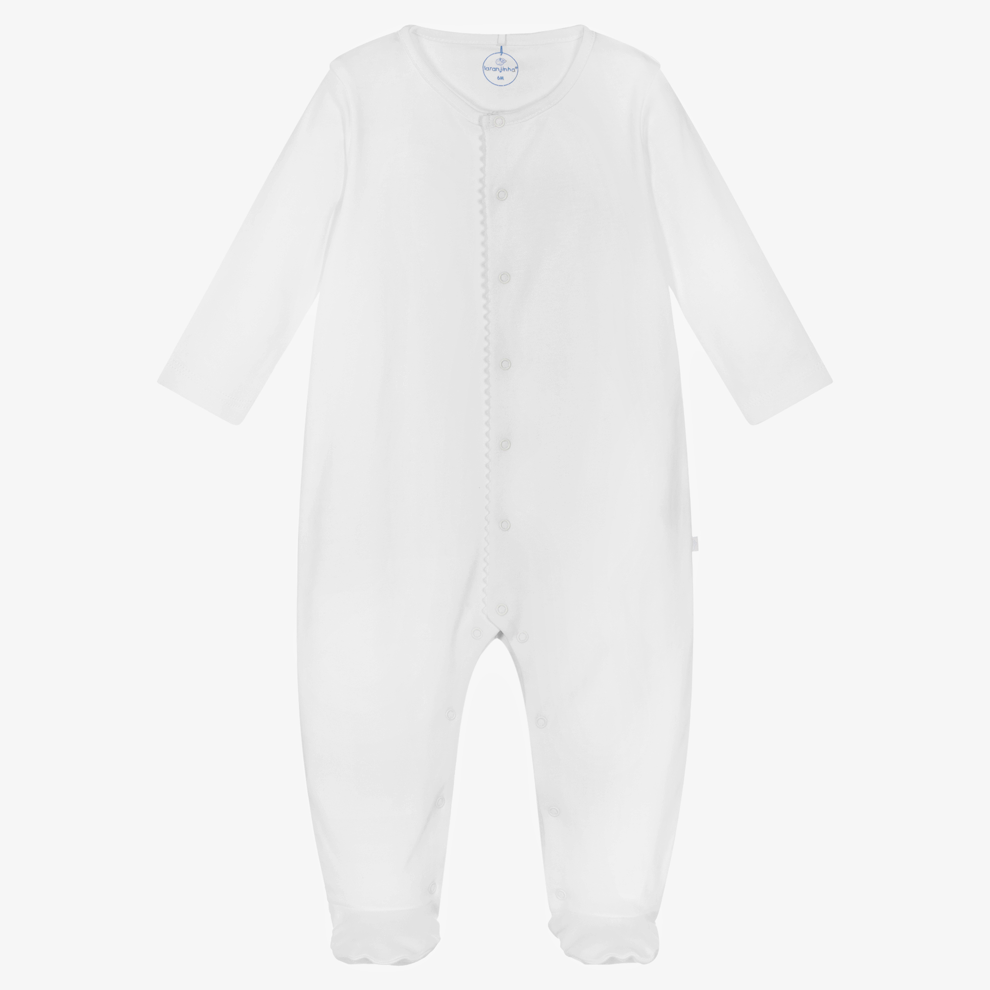 Laranjinha - White Cotton Jersey Babygrow | Childrensalon