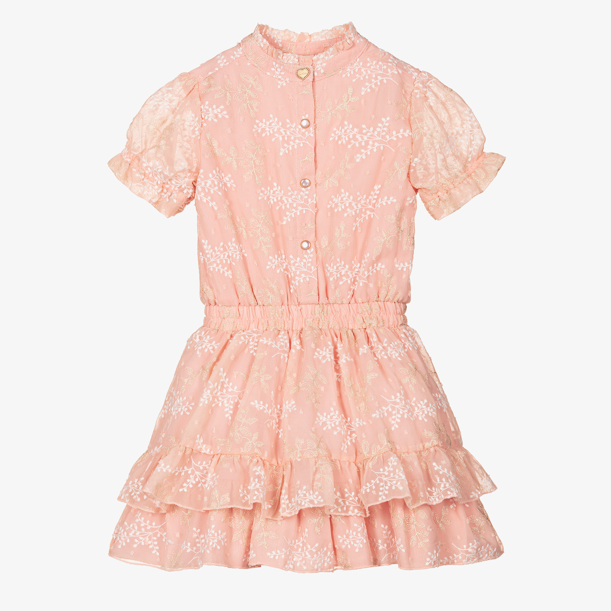 Le Chic - Girls Pink Floral Tulle Dress | Childrensalon