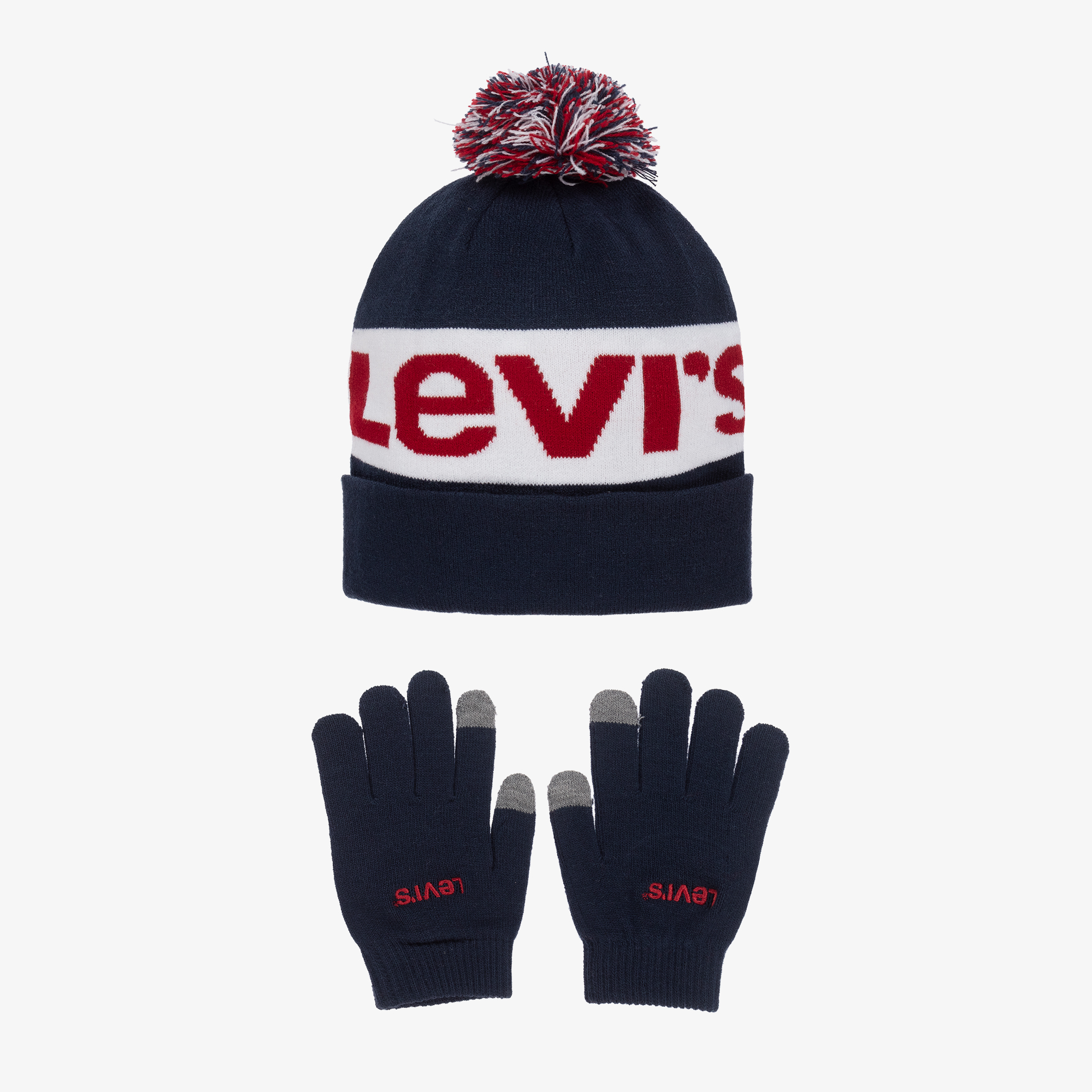 Levi's - Ensemble bonnet et gants gris