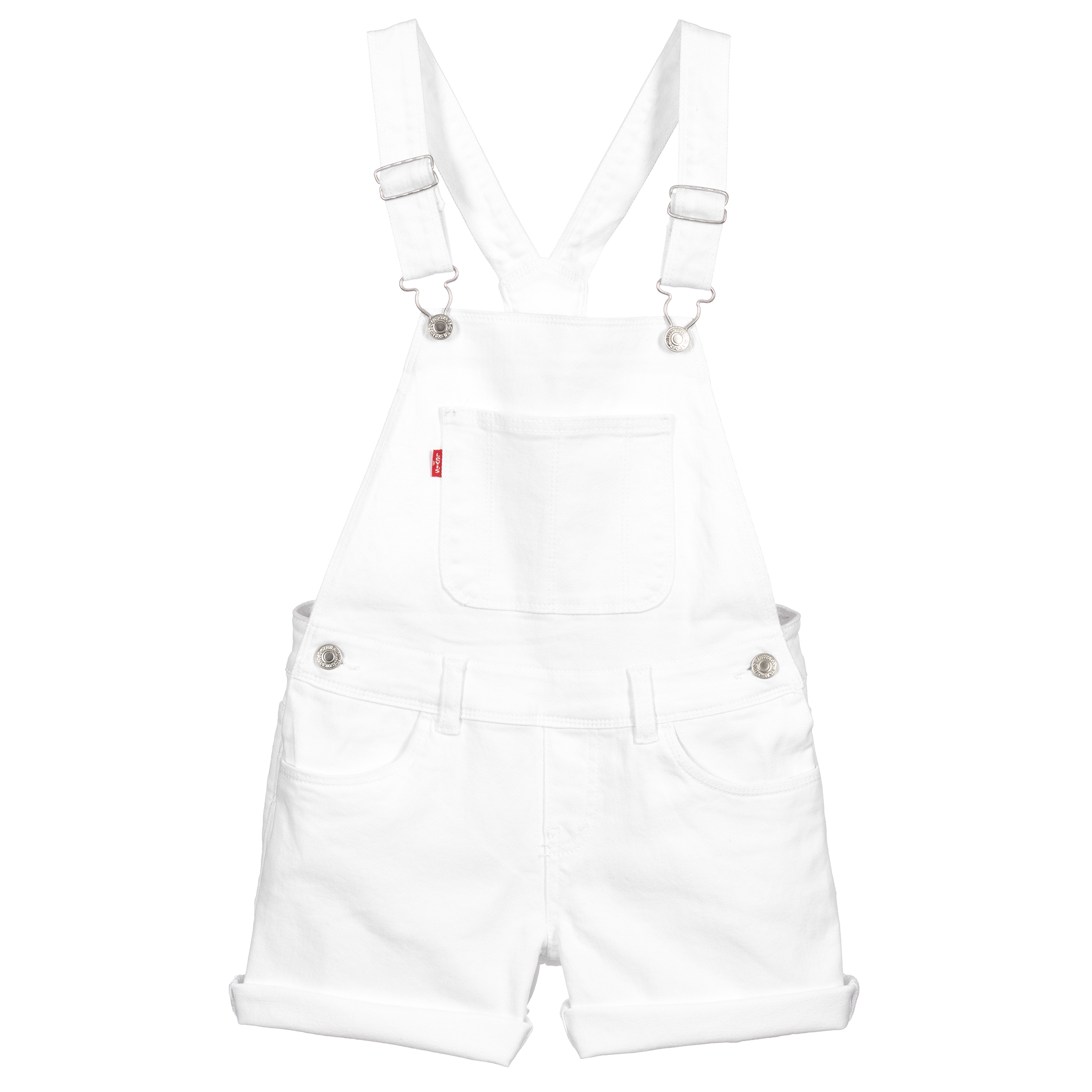 white denim dungaree shorts