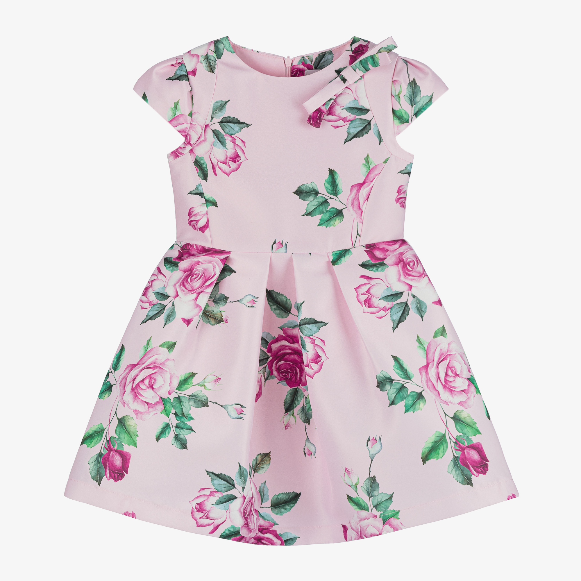 Mama Luma - Girls Pink Floral Jacquard Dress | Childrensalon