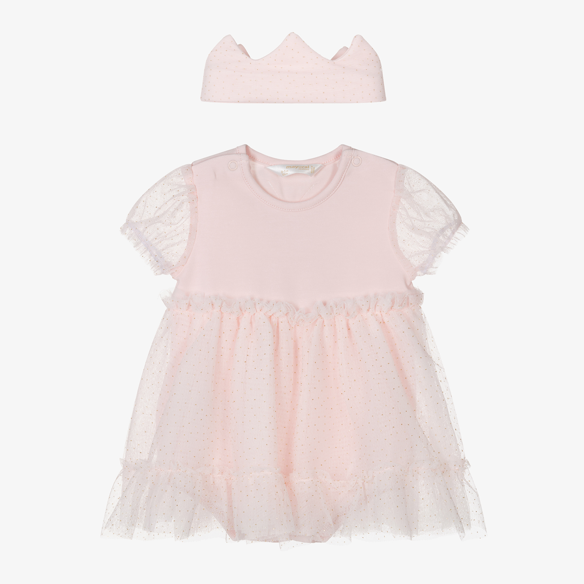 Mayoral Newborn - Pink Cotton Knit Baby Dress Set | Childrensalon
