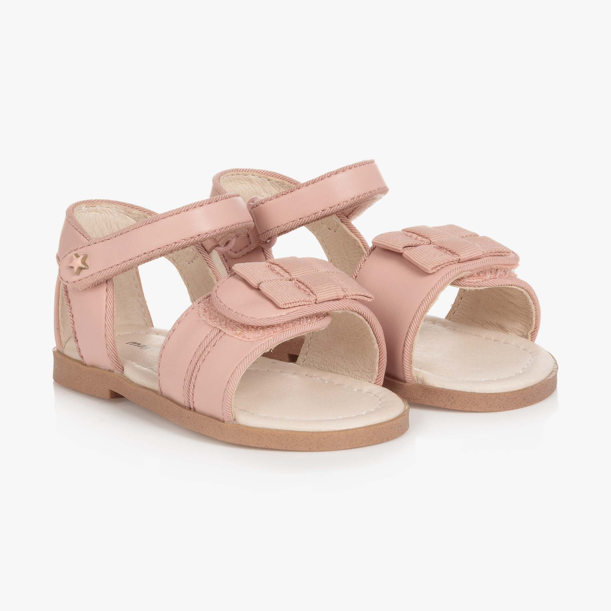 Leather Sandals with Touch-Fastener, for Baby Girls - pink medium