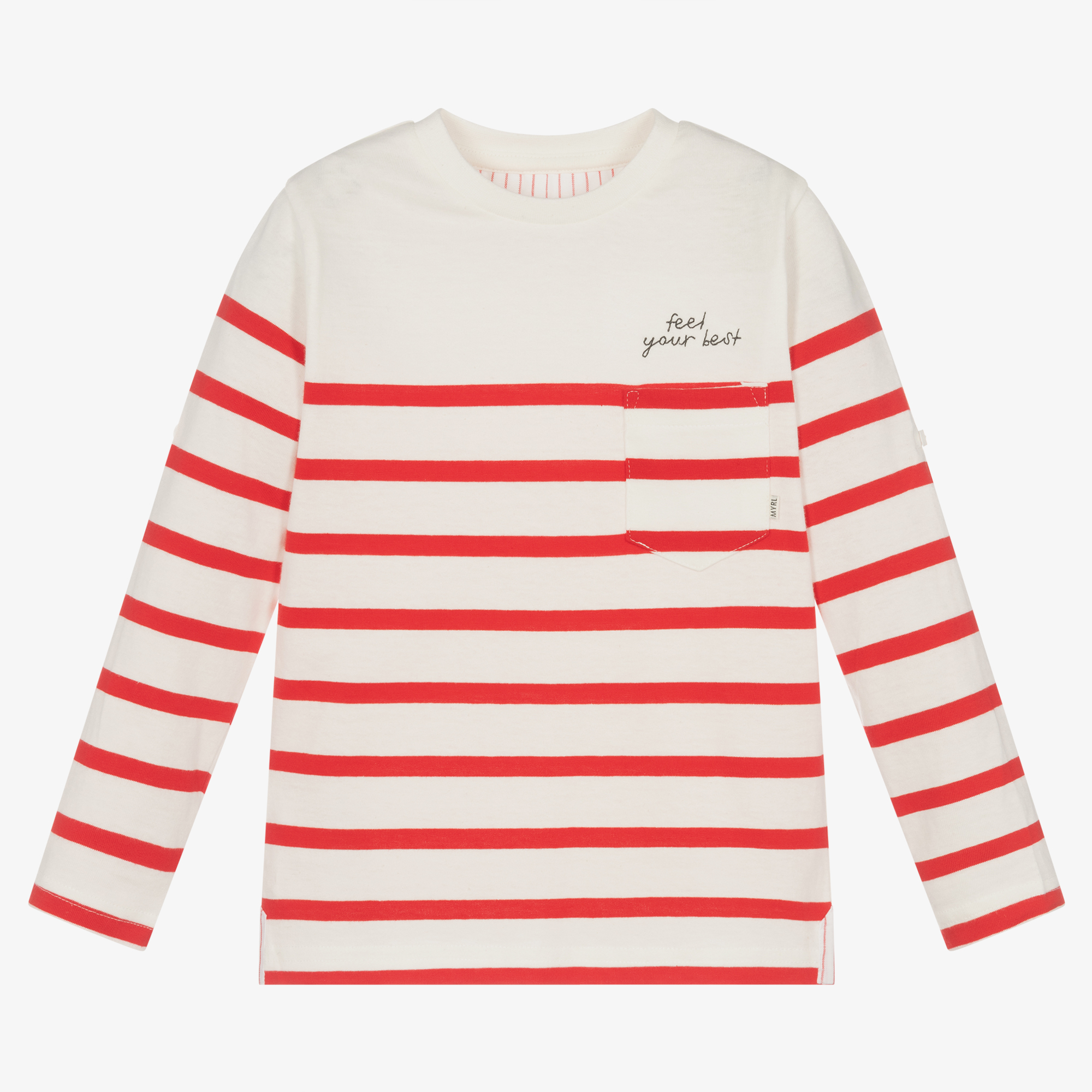 boys red and white striped top