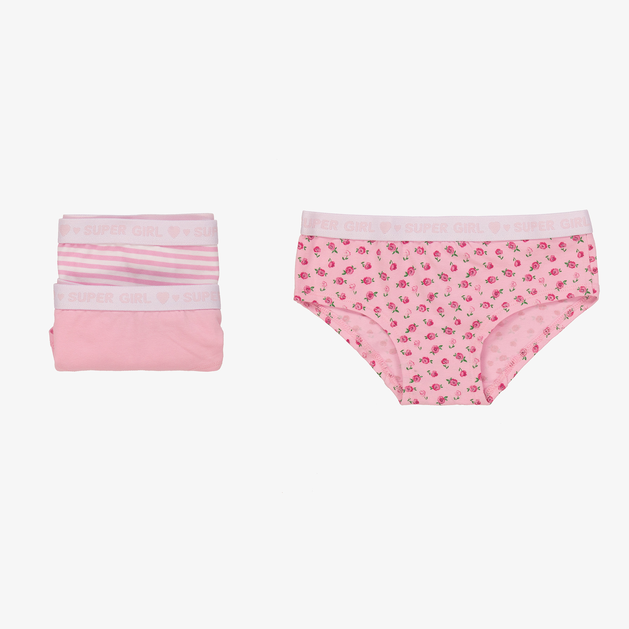 Girls Pink Cotton Knickers (3 Pack)