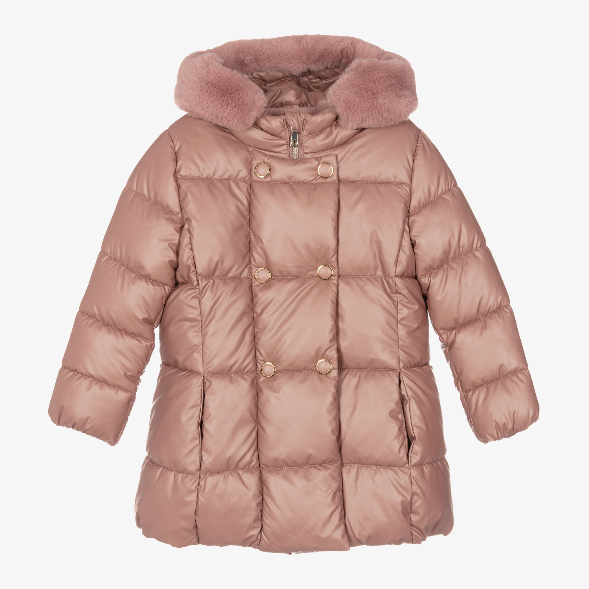 Mayoral Girls Pink Hooded Puffer Coat