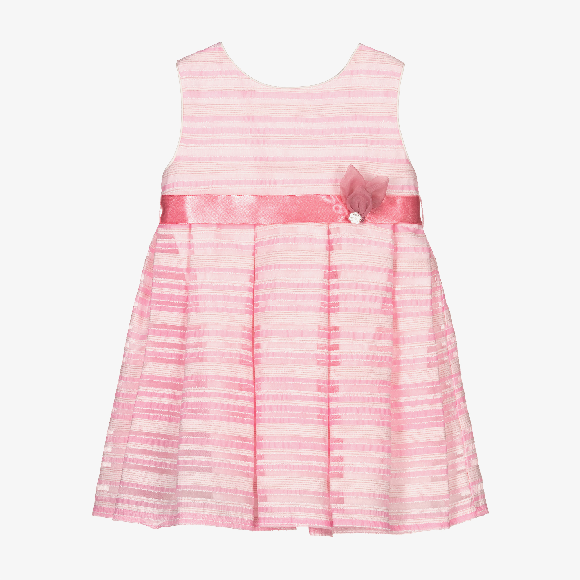 pink and white striped sundress