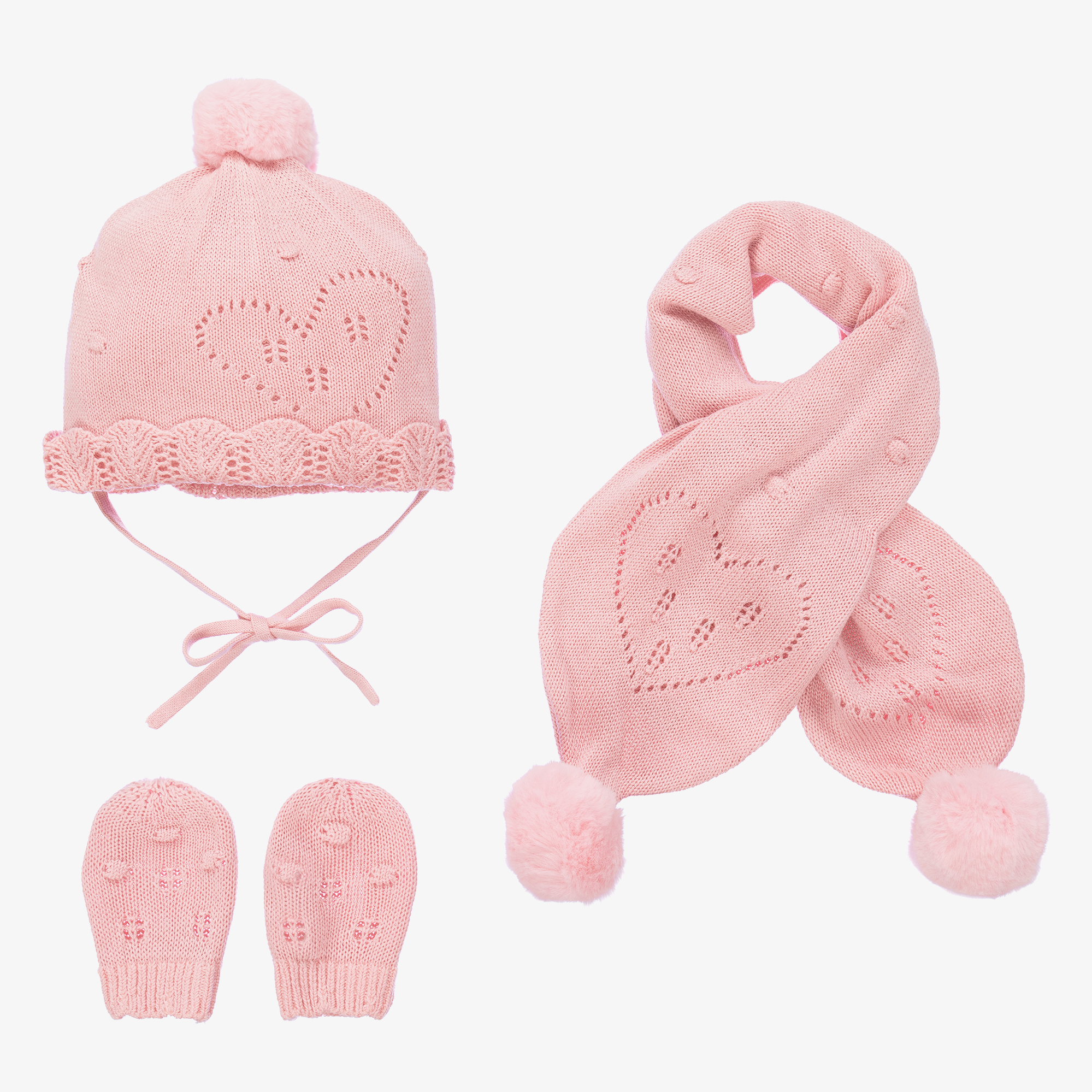 pink hat and gloves set