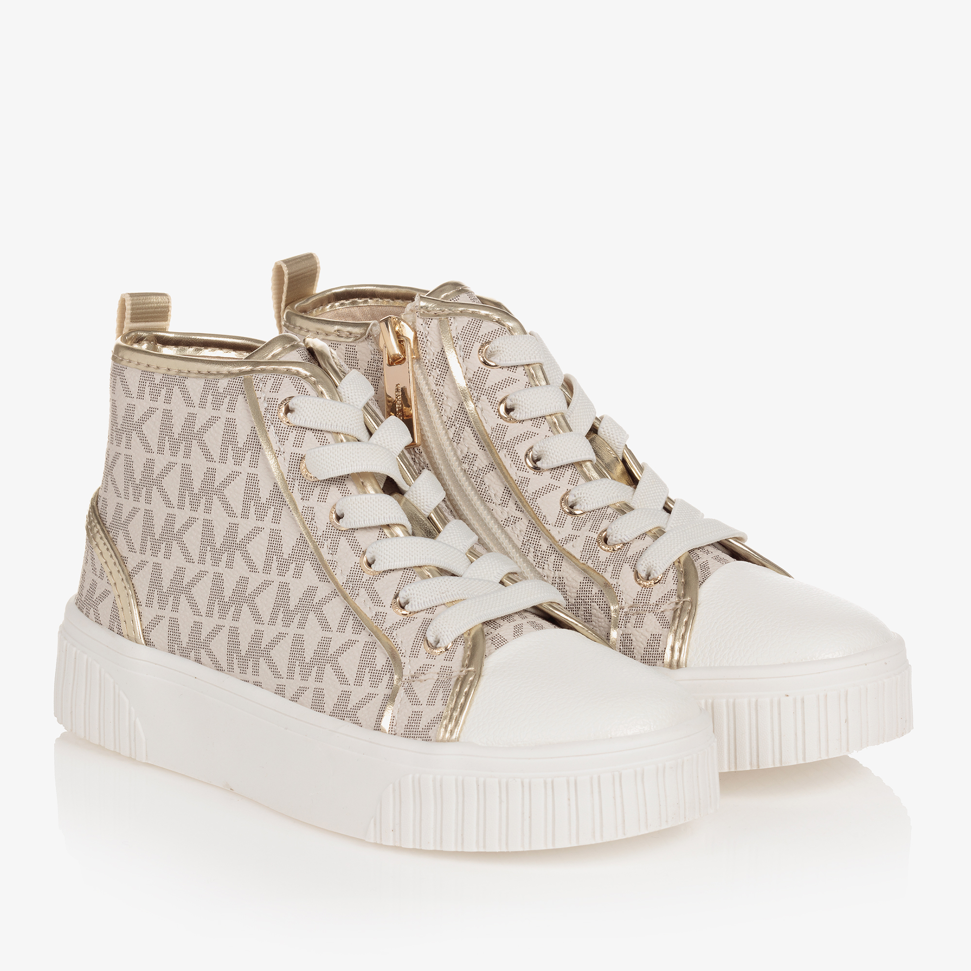 Michael Kors Kids Teen Girls White Gold High Top Trainers Childrensalon