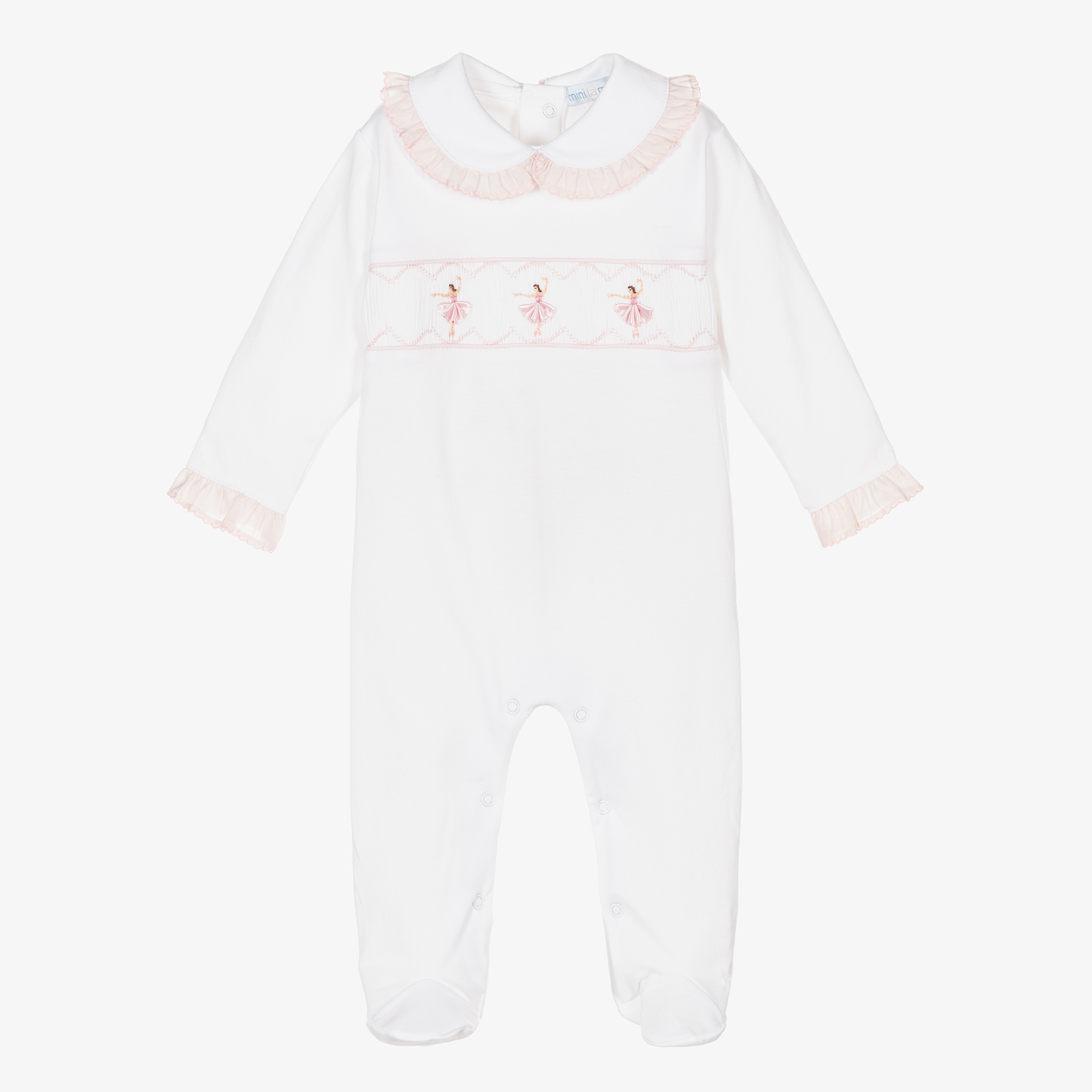 Mini-La-Mode - White Cotton Piqué Babygrow | Childrensalon