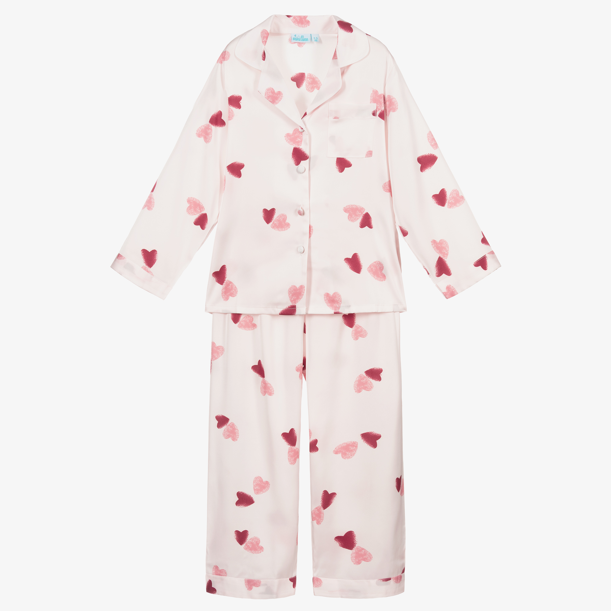 Mini Lunn - Girls Pink Satin Hearts Pyjamas