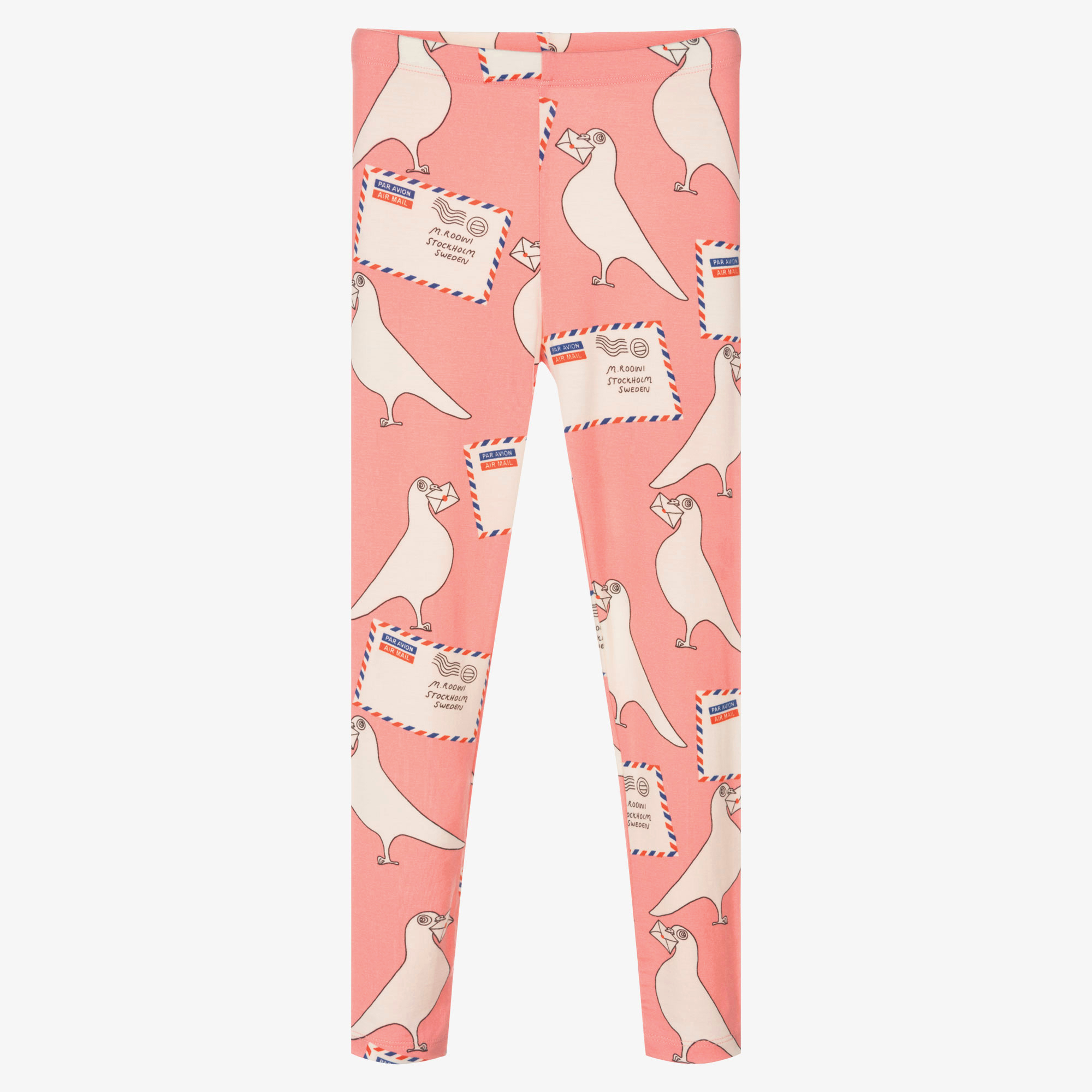 Mini Rodini Girls Pink Pigeon Leggings