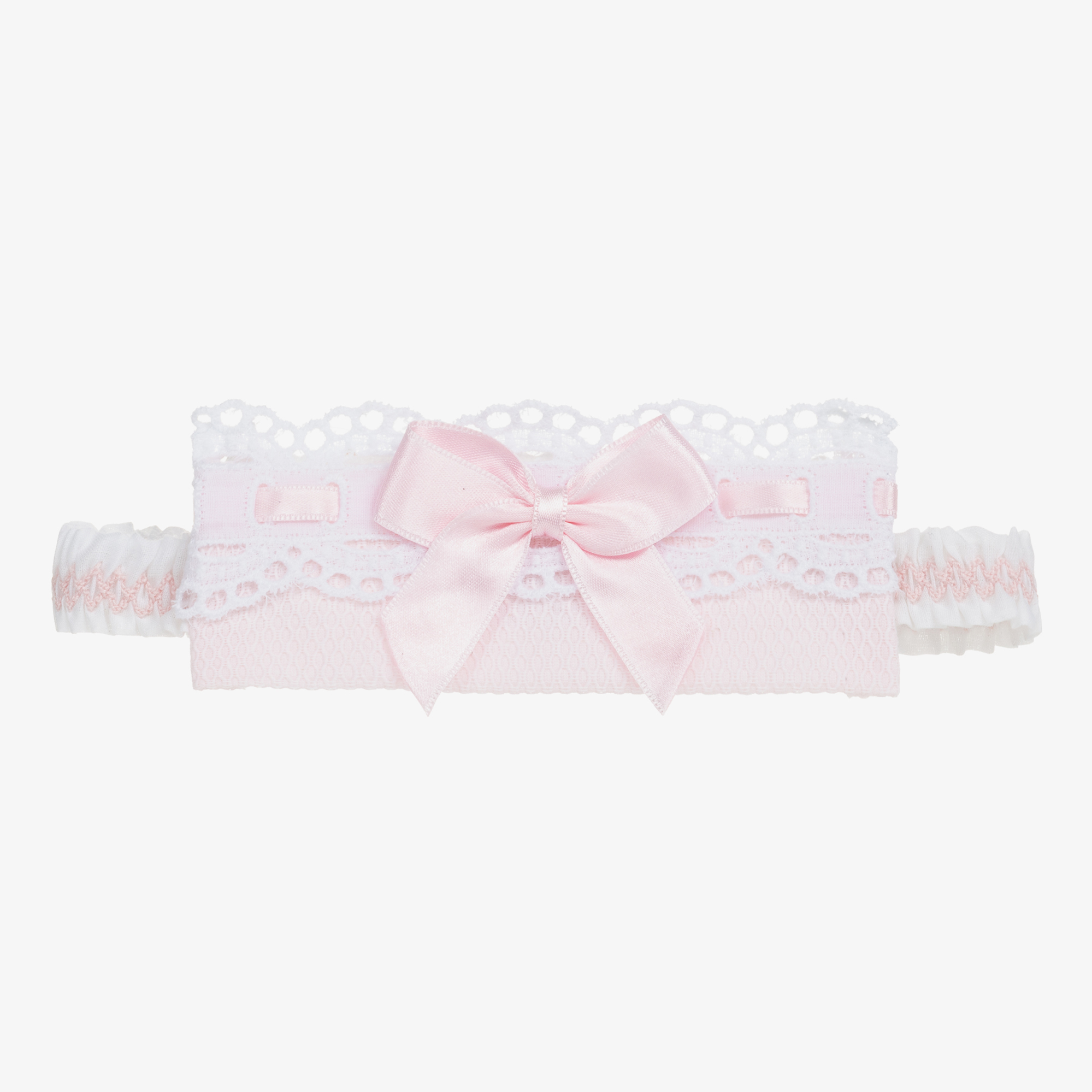Miranda - Girl Pink & White Bow Headband