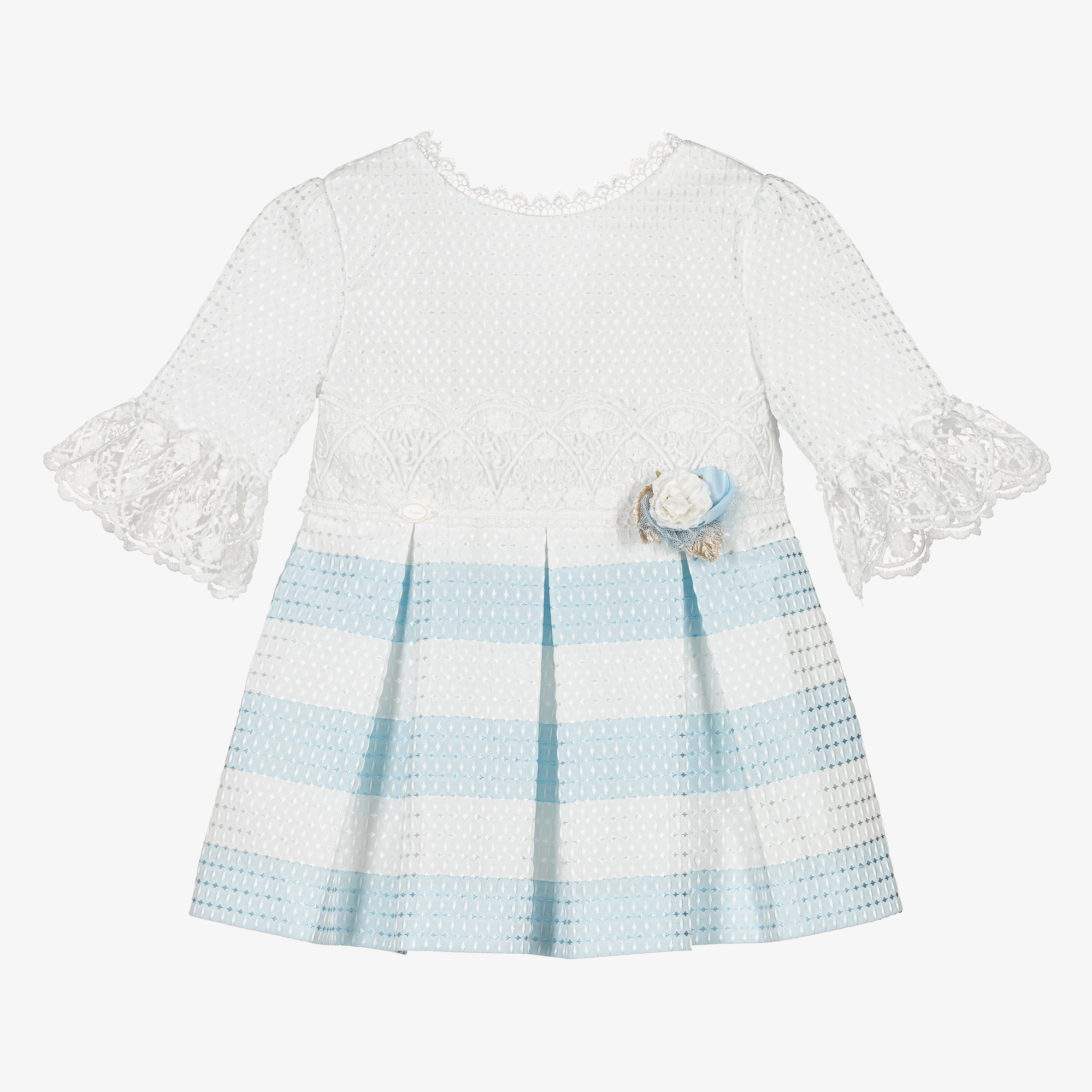 Miranda - Blue & White Cotton Dress | Childrensalon