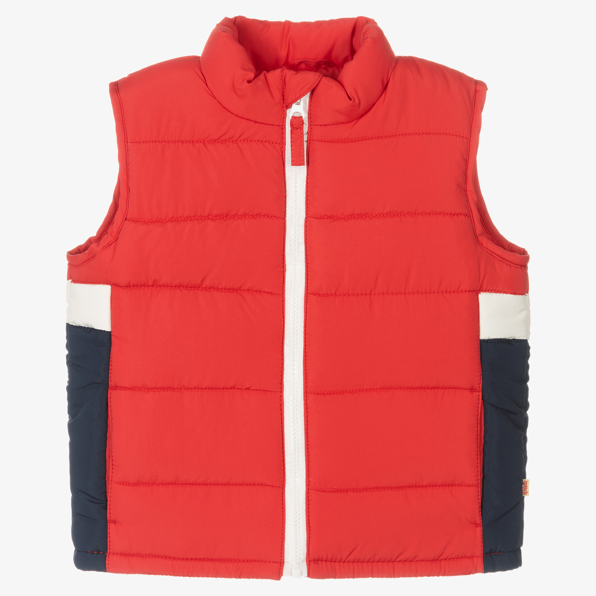 red puffa gilet