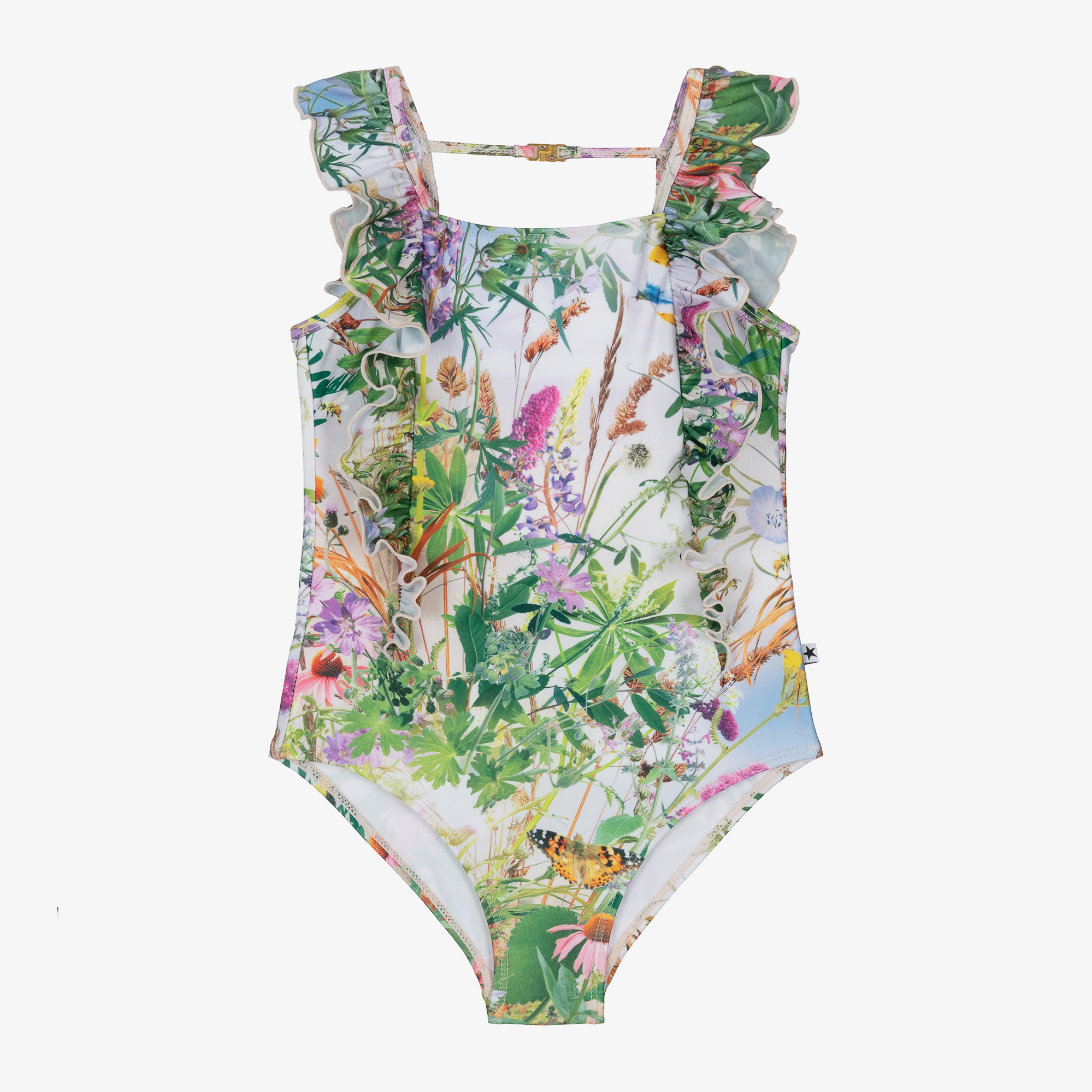 Tommy Hilfiger - Girls Green Striped Flag Logo Swimsuit | Childrensalon