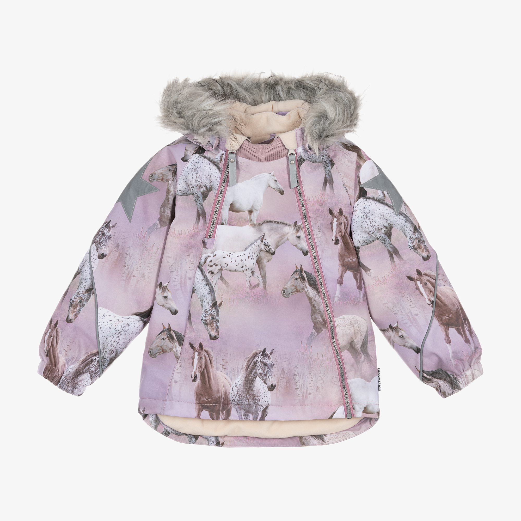 Molo Girls Pink Horse Padded Ski Jacket