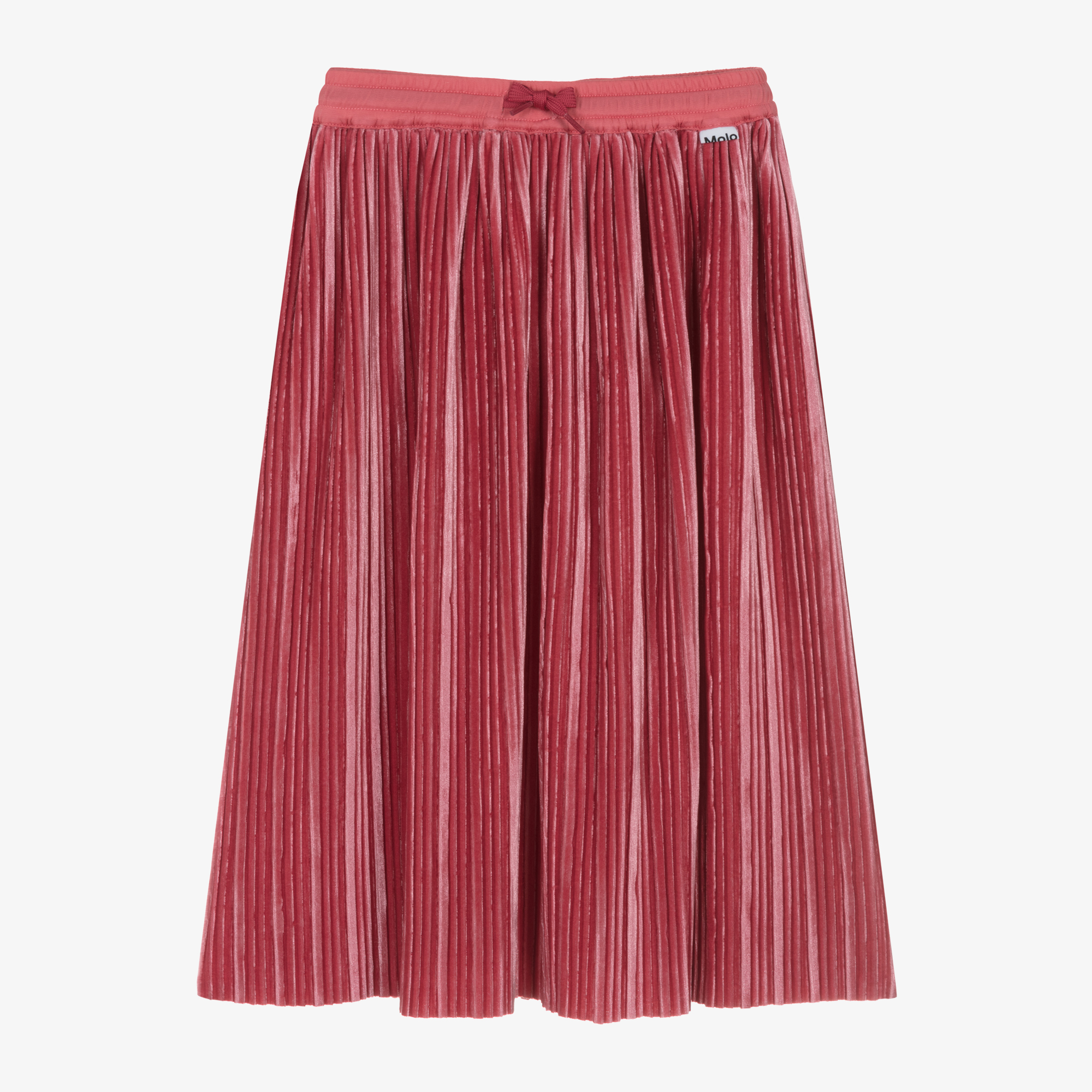 Molo Girls Pink Pleated Velour Skirt Childrensalon