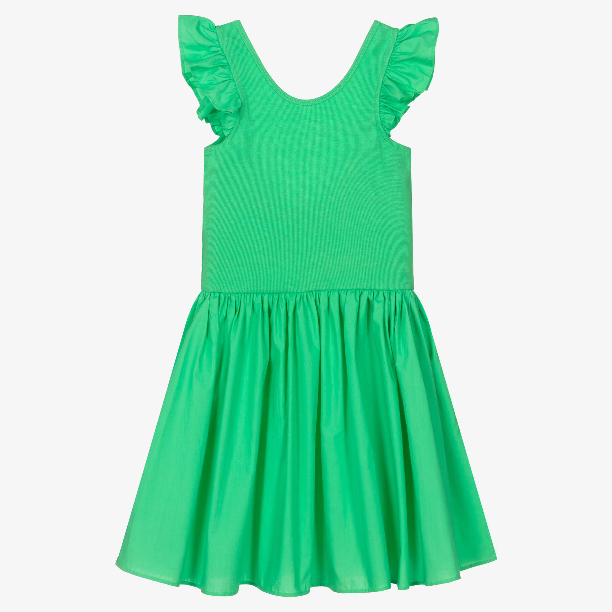 Desigual - Jersey Green Striped & Floral Mickey Mouse Dress | Childrensalon