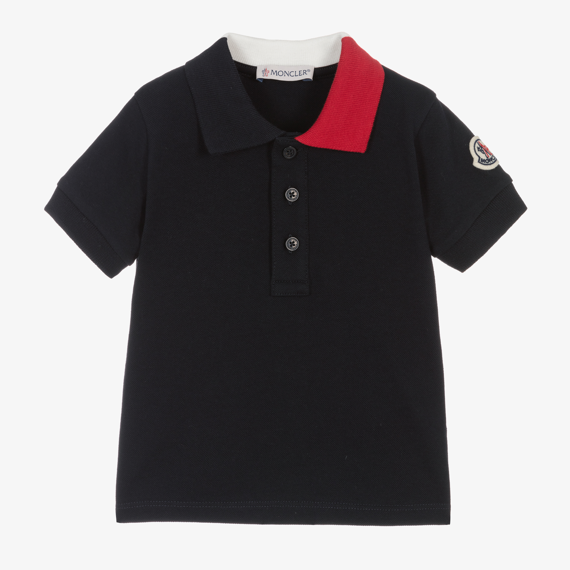 Moncler Enfant Boys Blue Cotton Pique Polo Shirt Childrensalon