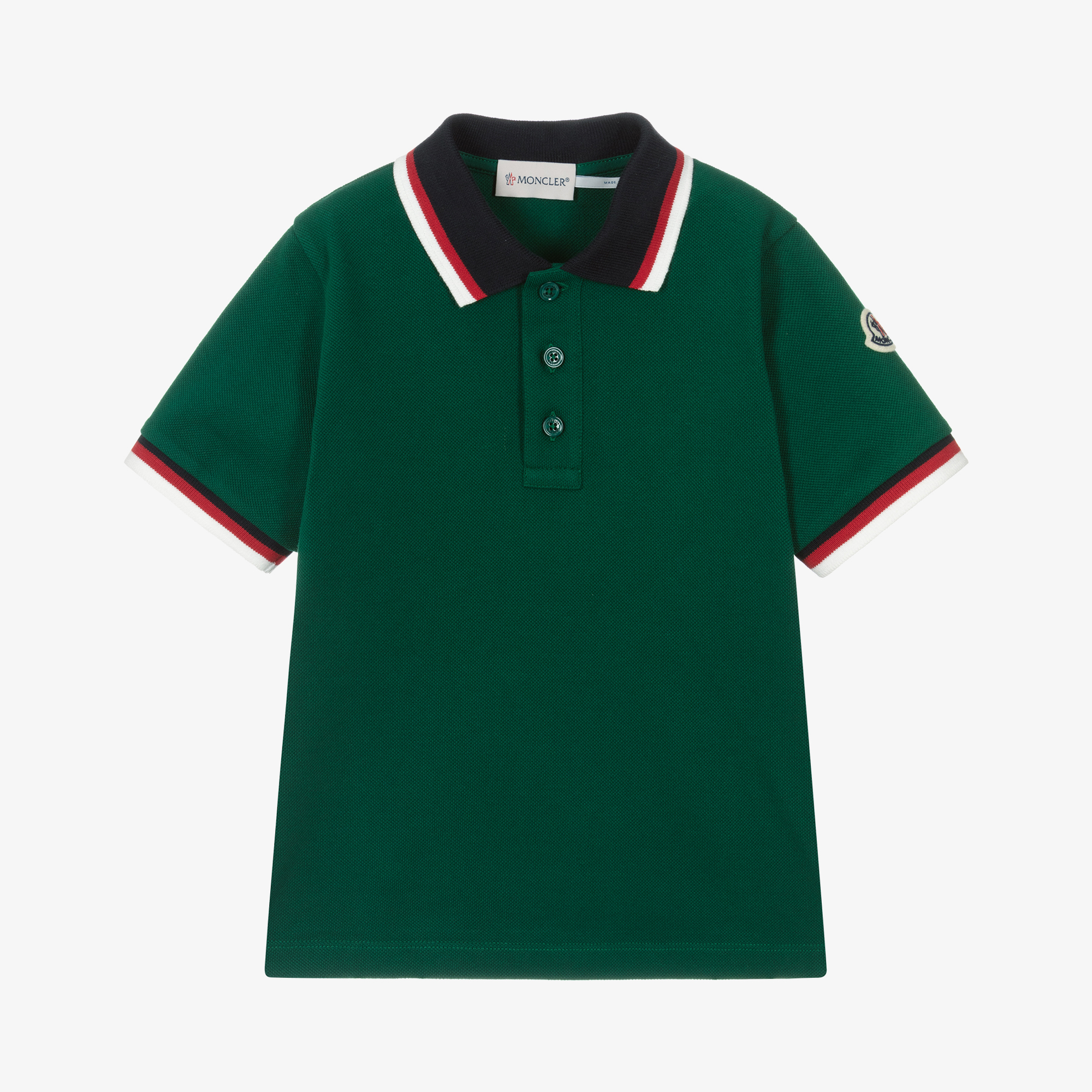 Moncler Enfant Boys Green Cotton Pique Polo Shirt Childrensalon