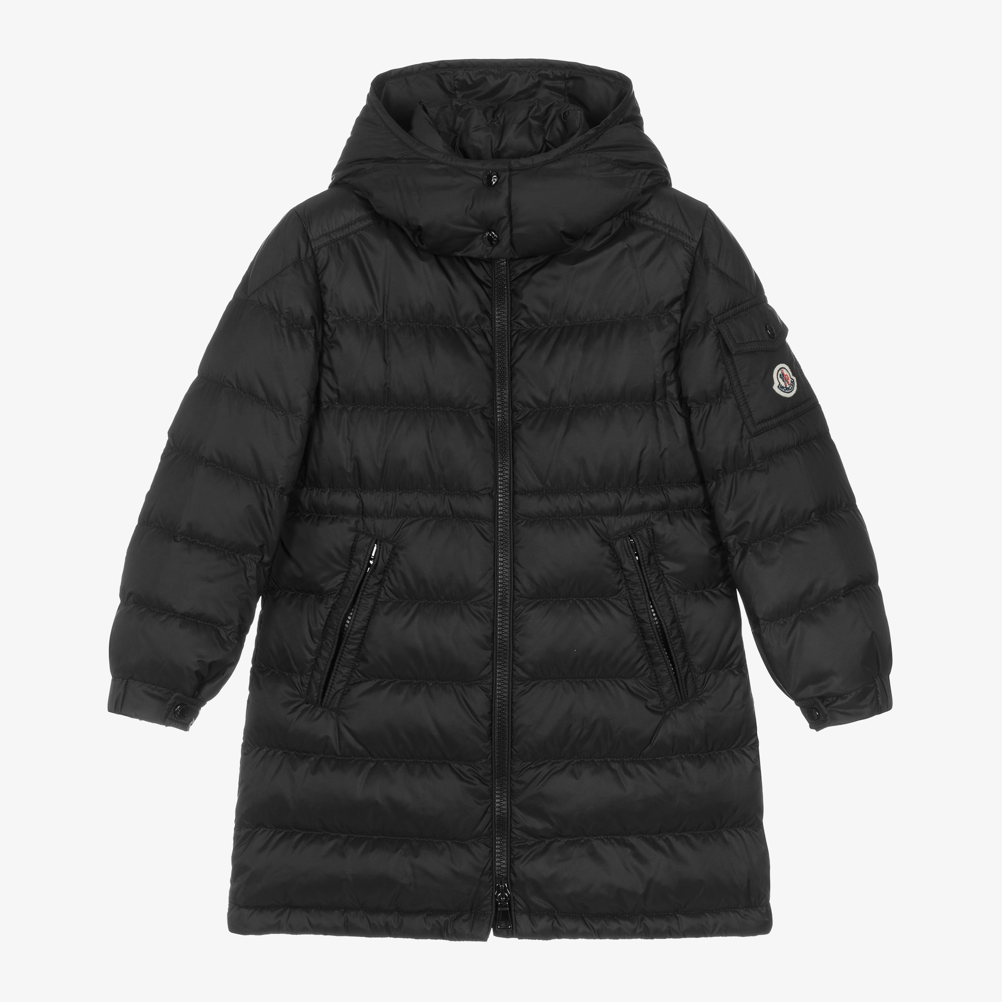 Moncler Enfant - Boys Black Logo Parka Coat | Childrensalon