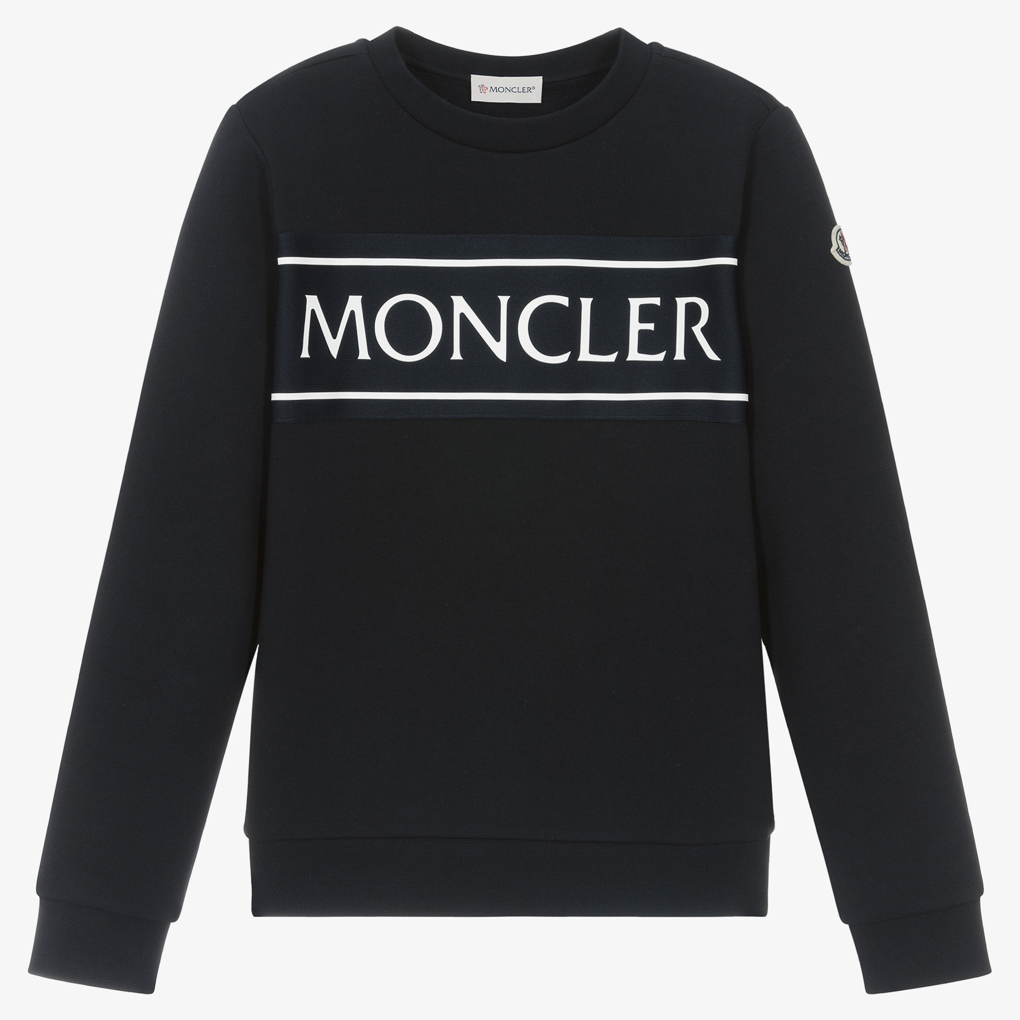 Moncler Enfant Teen Navy Blue White Cotton Sweatshirt